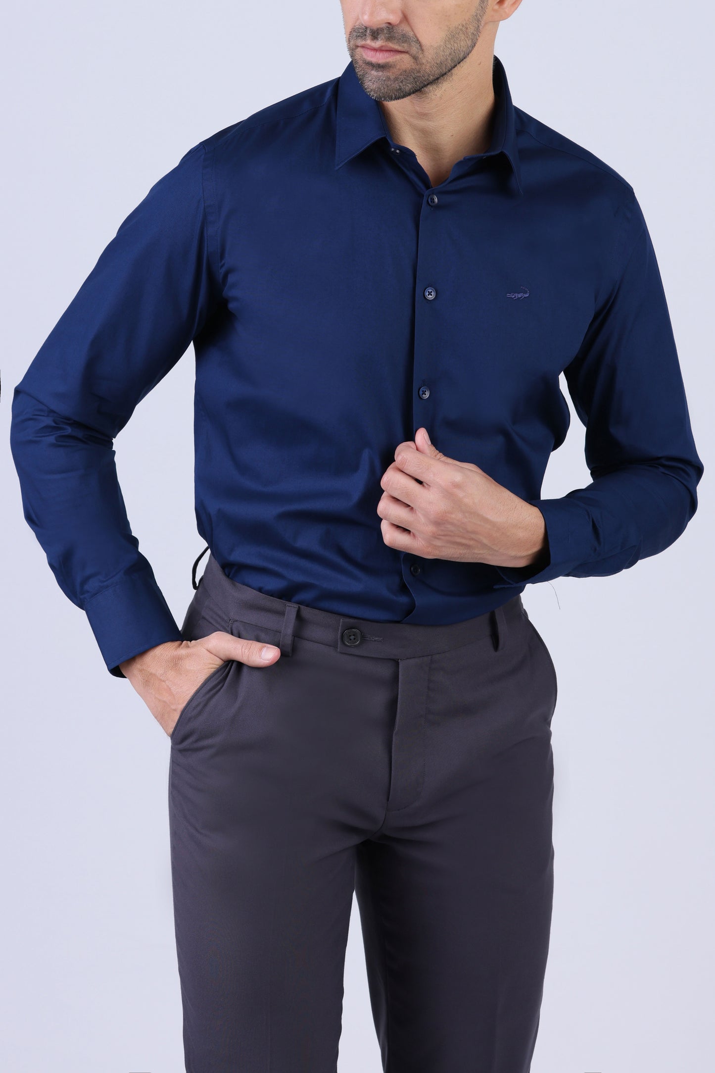 Crocodile Men Evening Slim Fit Shirts - Blue Estate