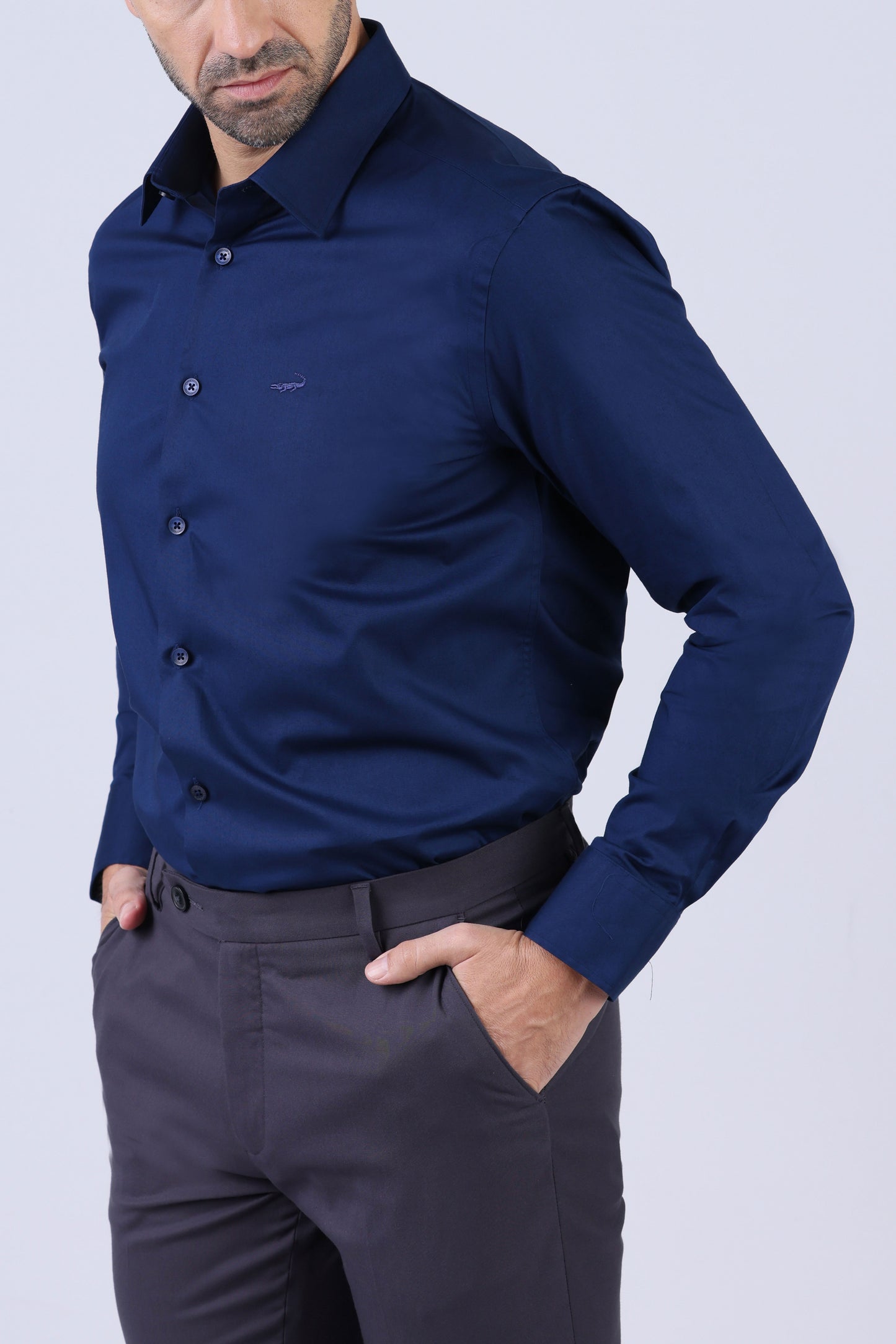 Crocodile Men Evening Slim Fit Shirts - Blue Estate