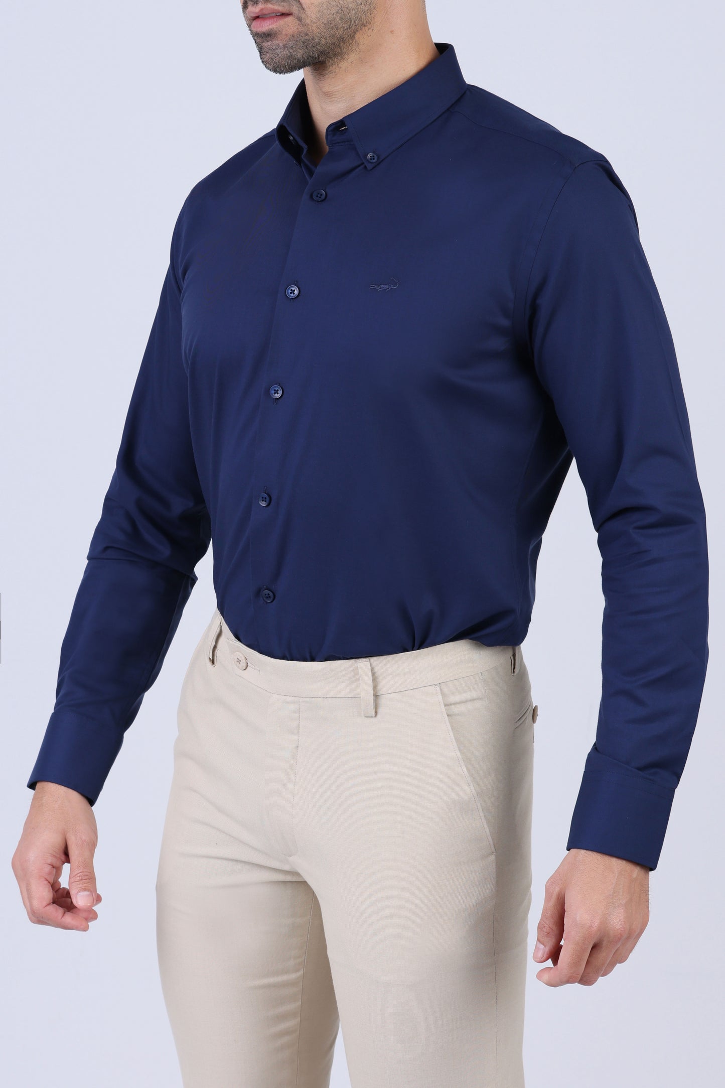 Crocodile Men Formal Slim Fit F/S Shirt - Navy