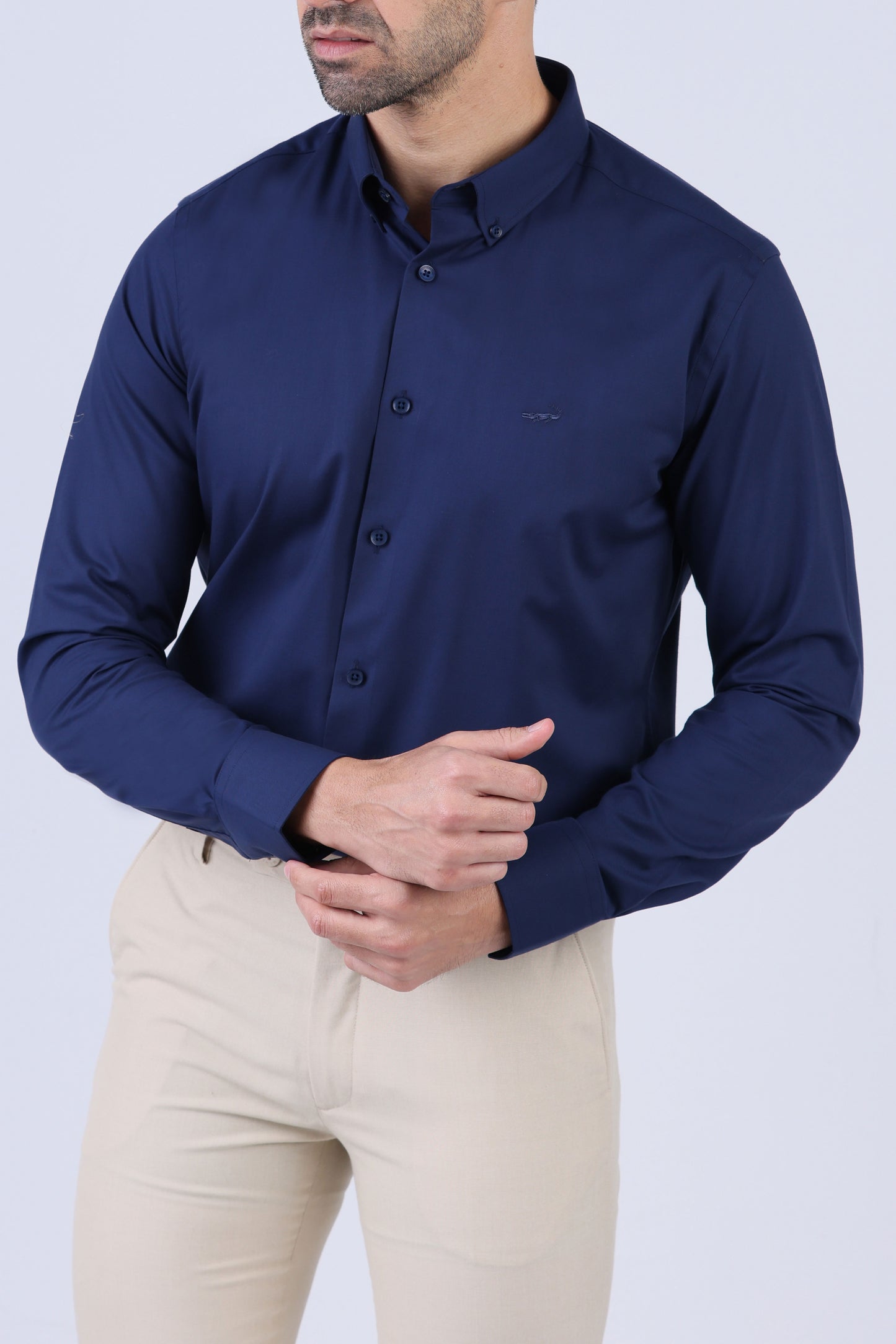 Crocodile Men Formal Slim Fit F/S Shirt - Navy