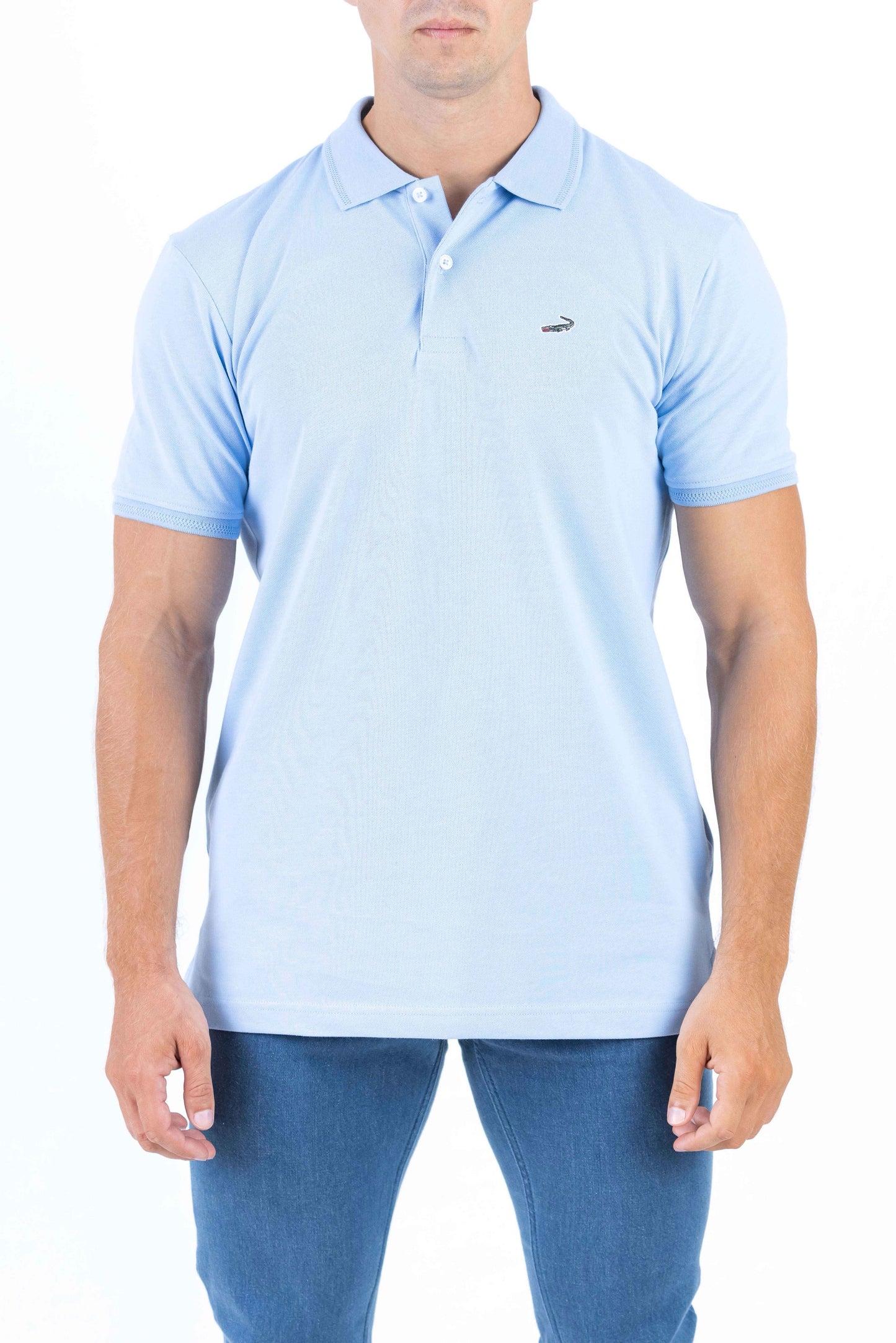 Crocodile Slim Fit Pima Cotton - Little Boy Blue