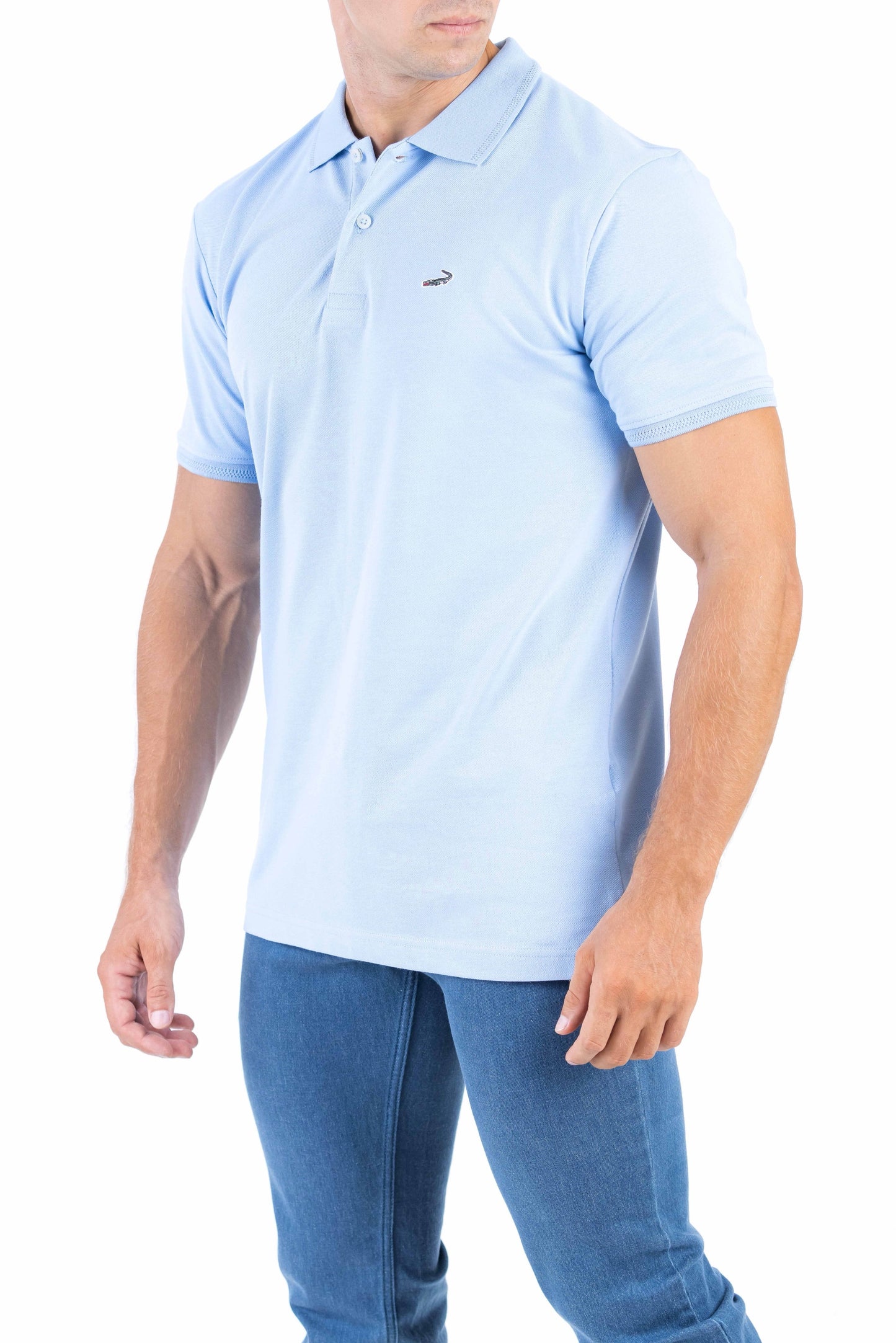 Crocodile Slim Fit Pima Cotton - Little Boy Blue