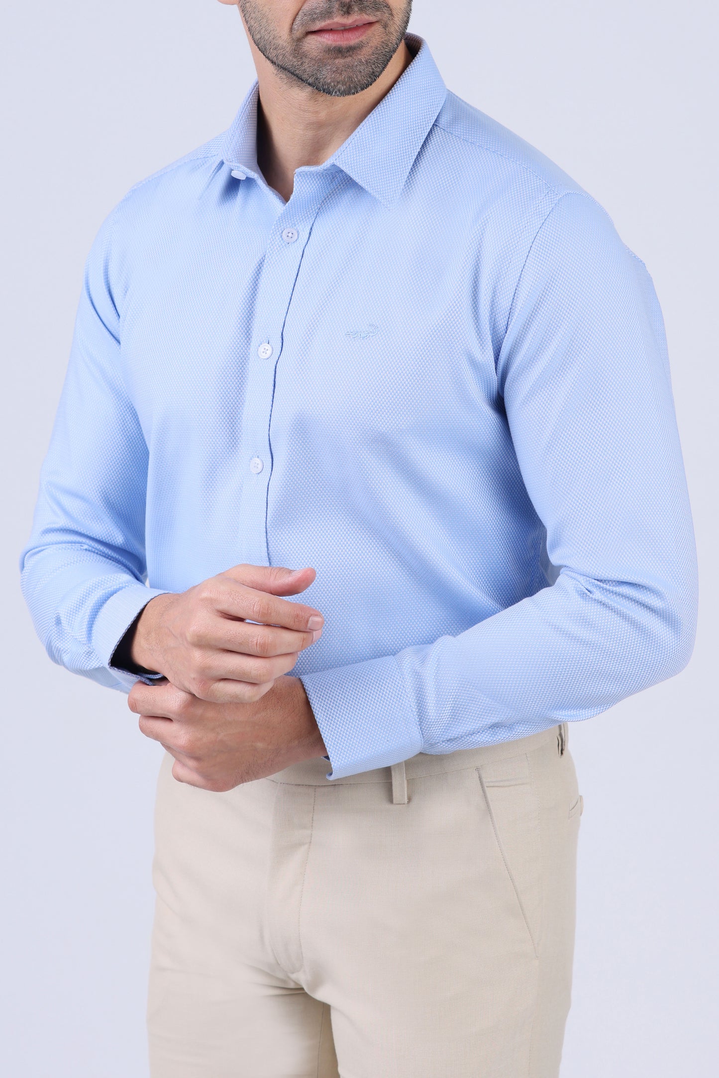 Crocodile Men Formal Seasonal Slim Fit Shirts - Blue
