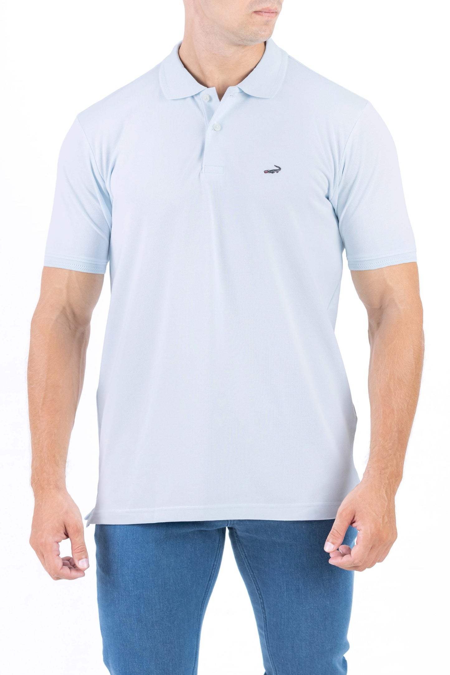 Crocodile Regular Fit Pima Polo - Pastel Blue