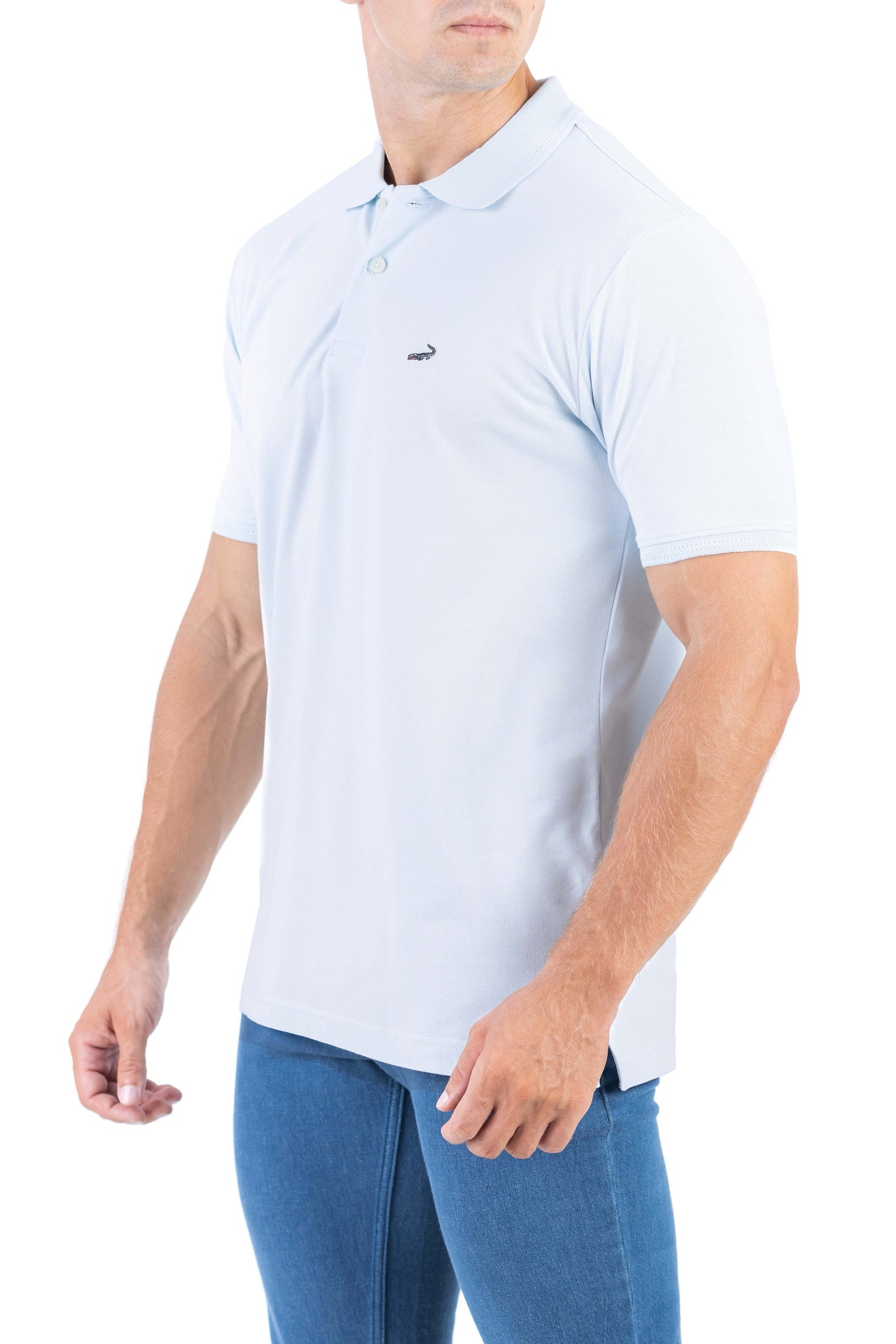 Crocodile Regular Fit Pima Polo - Pastel Blue