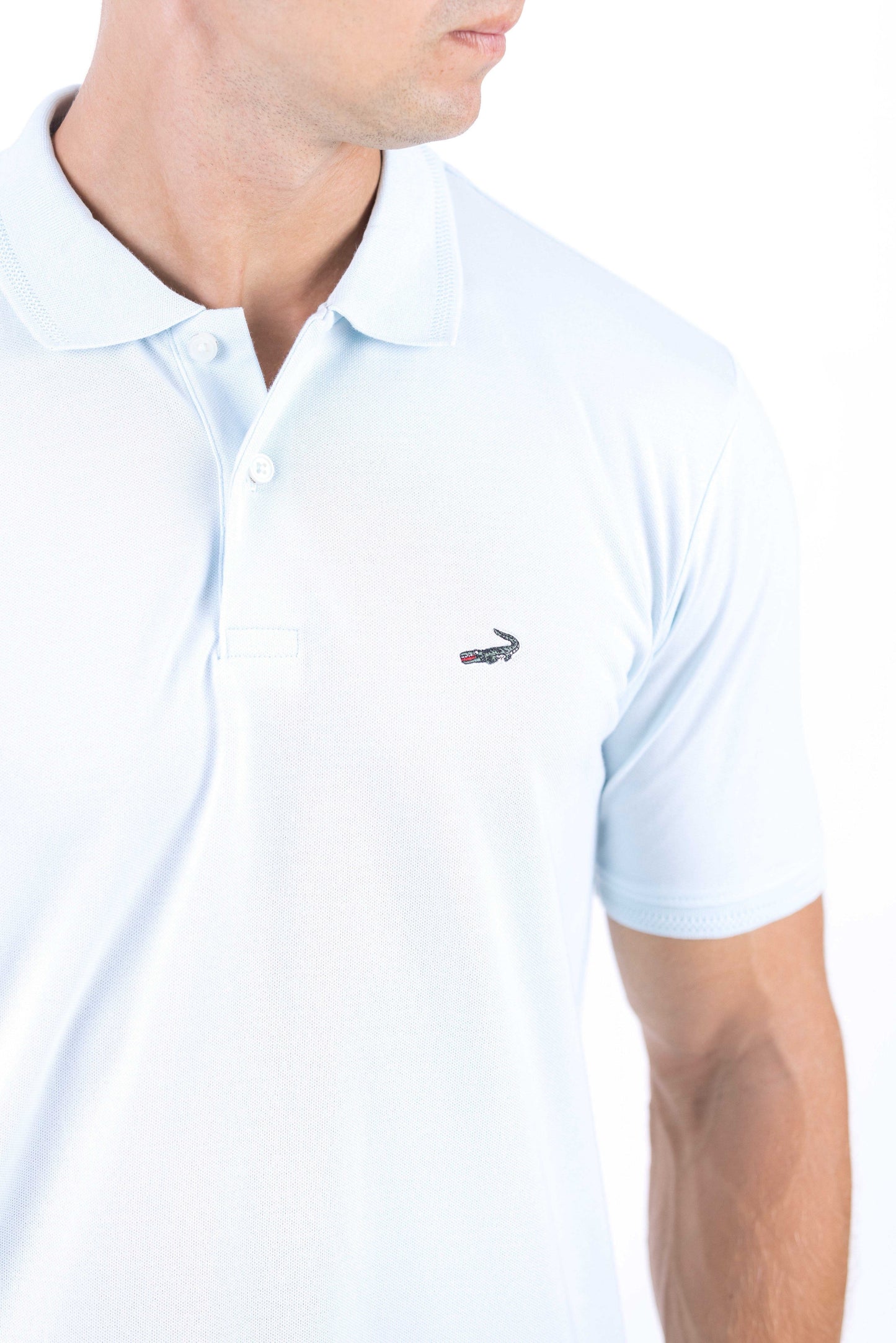 Crocodile Regular Fit Pima Polo - Pastel Blue