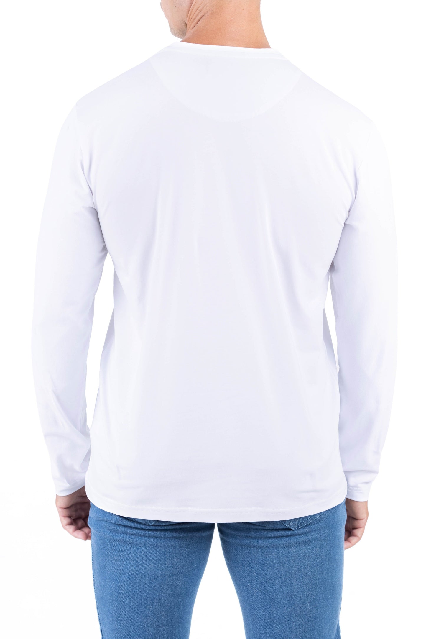 Crocodile Plain Henley Slim Fit Tee - Snow White