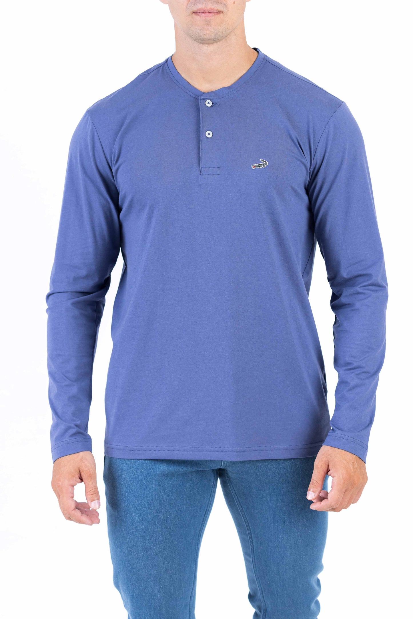 Crocodile Plain Henley Slim Fit Tee - True Navy