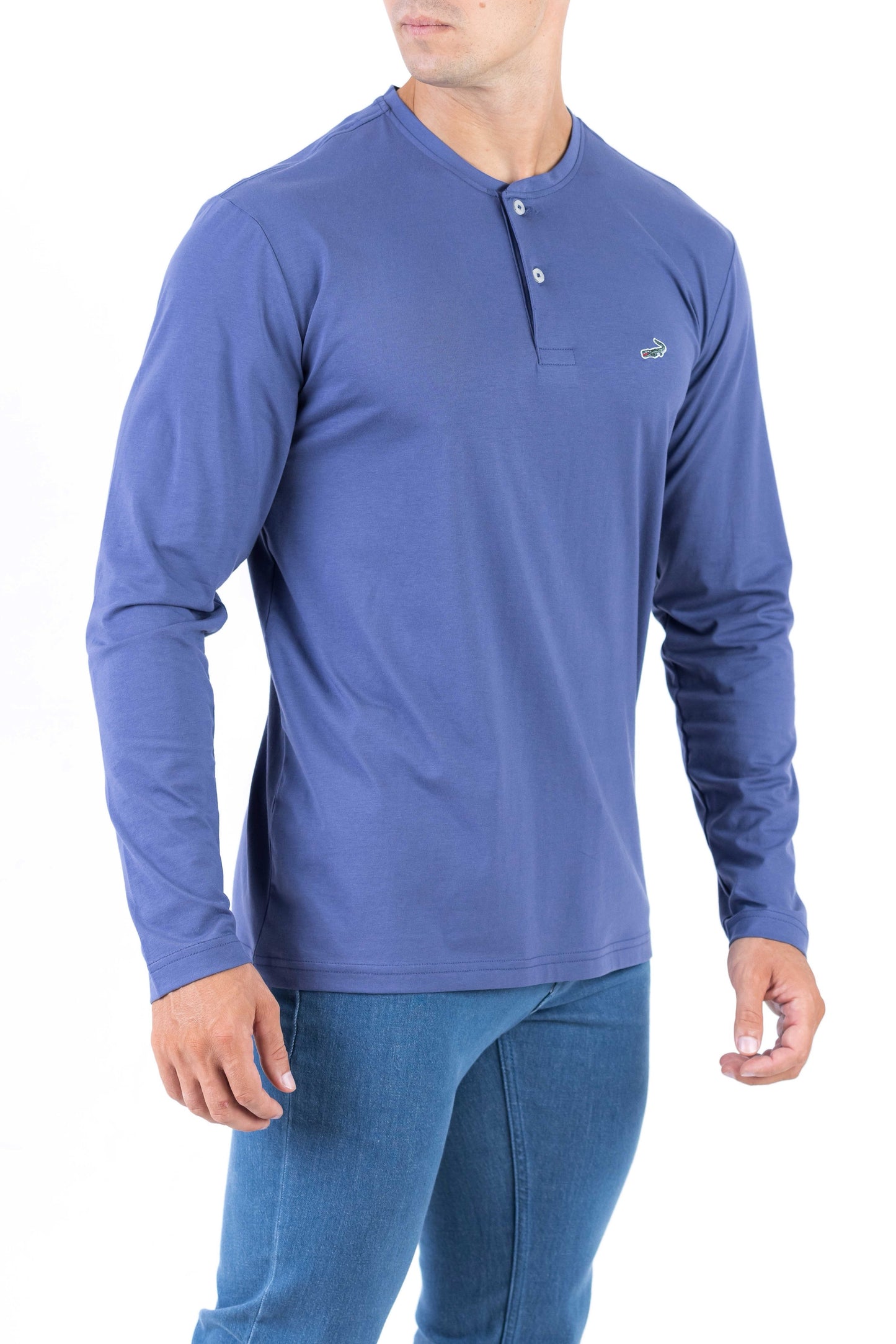 Crocodile Plain Henley Slim Fit Tee - True Navy