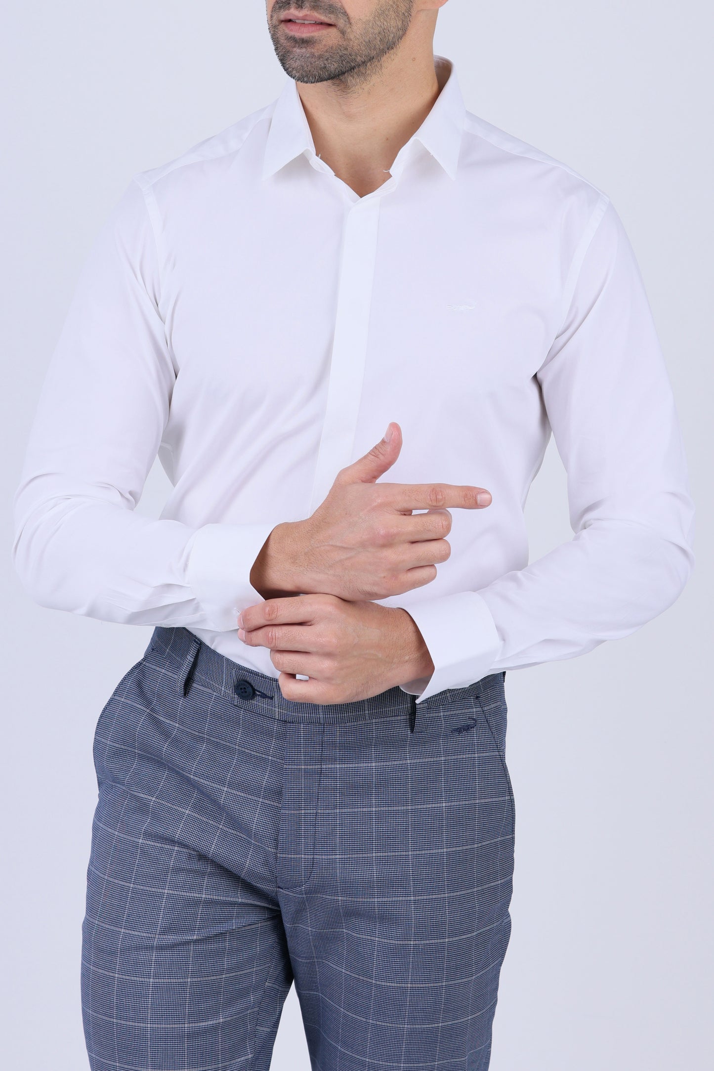 Crocodile Men Evening Slim Fit Shirts - Egret