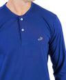 Crocodile Plain Henley Slim Fit Tee - Blue Depths