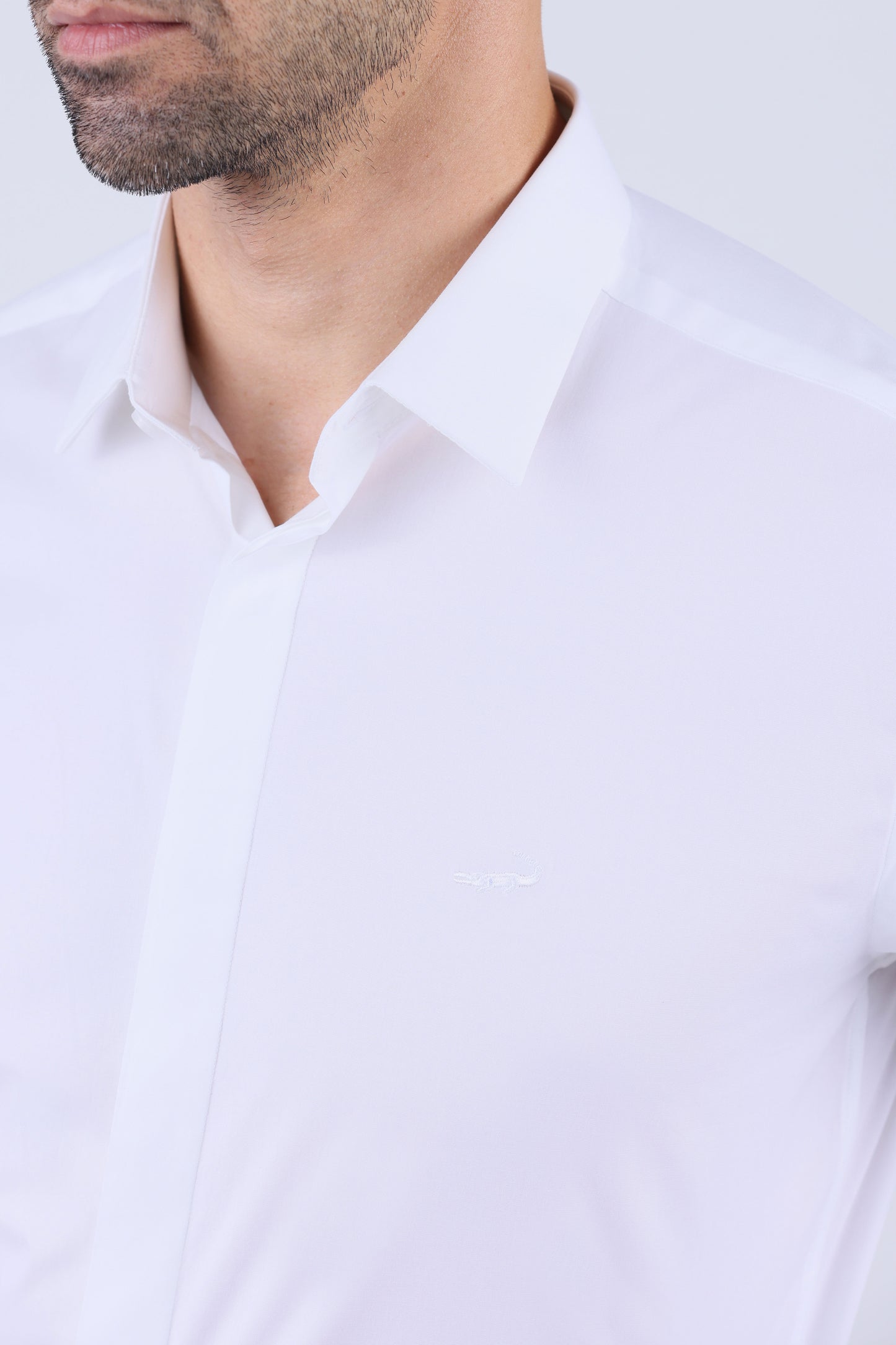 Crocodile Men Evening Slim Fit Shirts - Egret