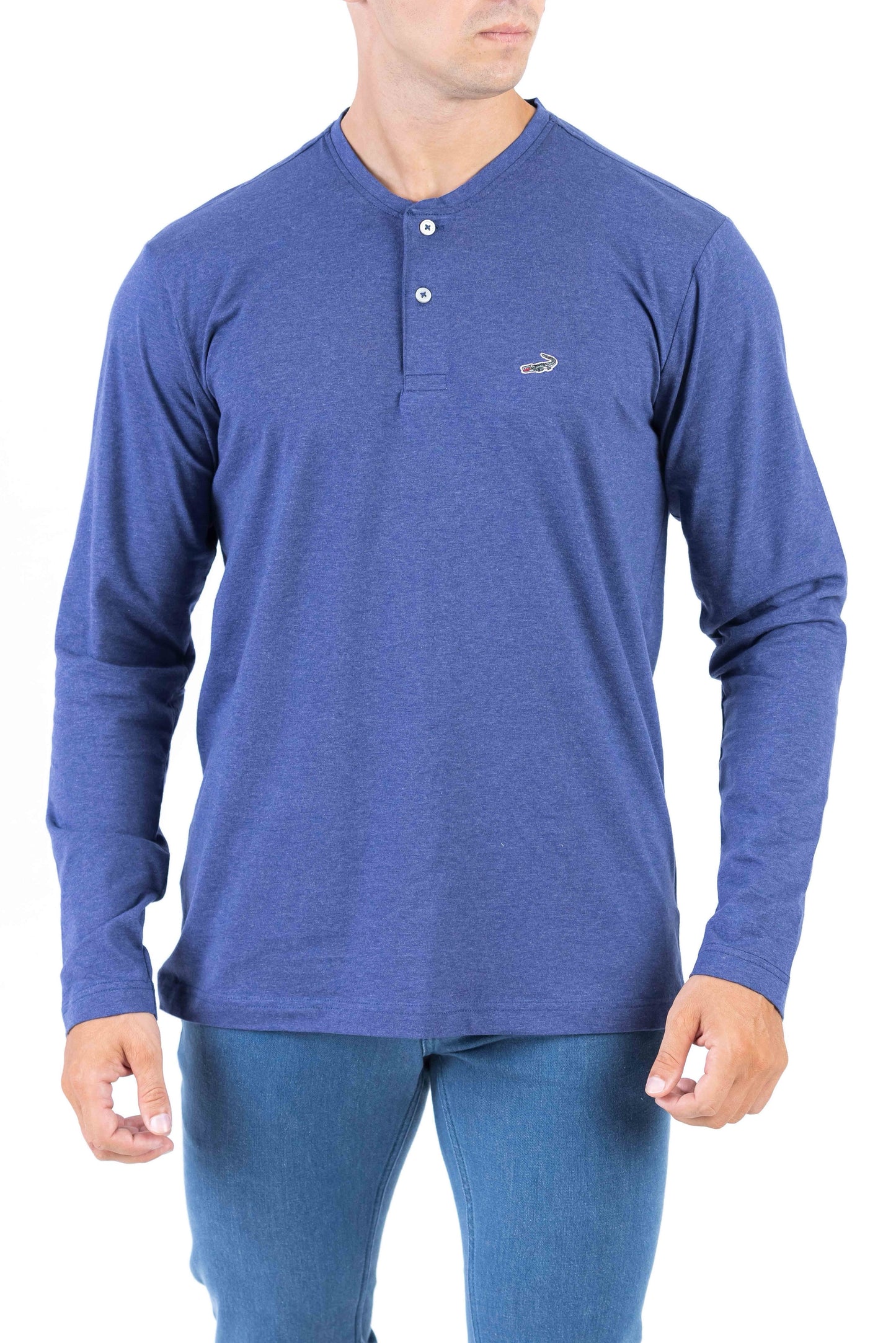 Crocodile Plain Henley Slim Fit Tee - Royal