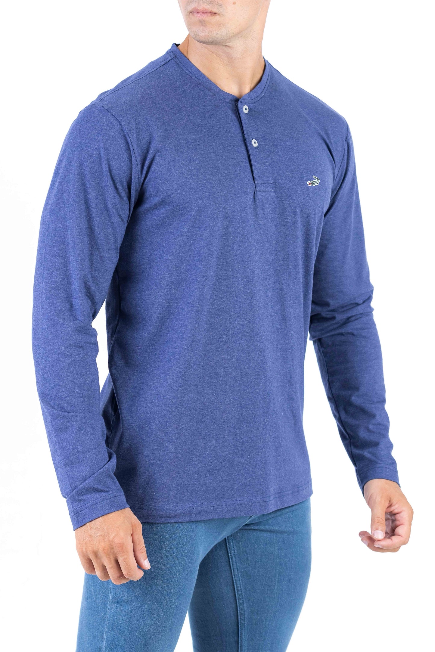 Crocodile Plain Henley Slim Fit Tee - Royal