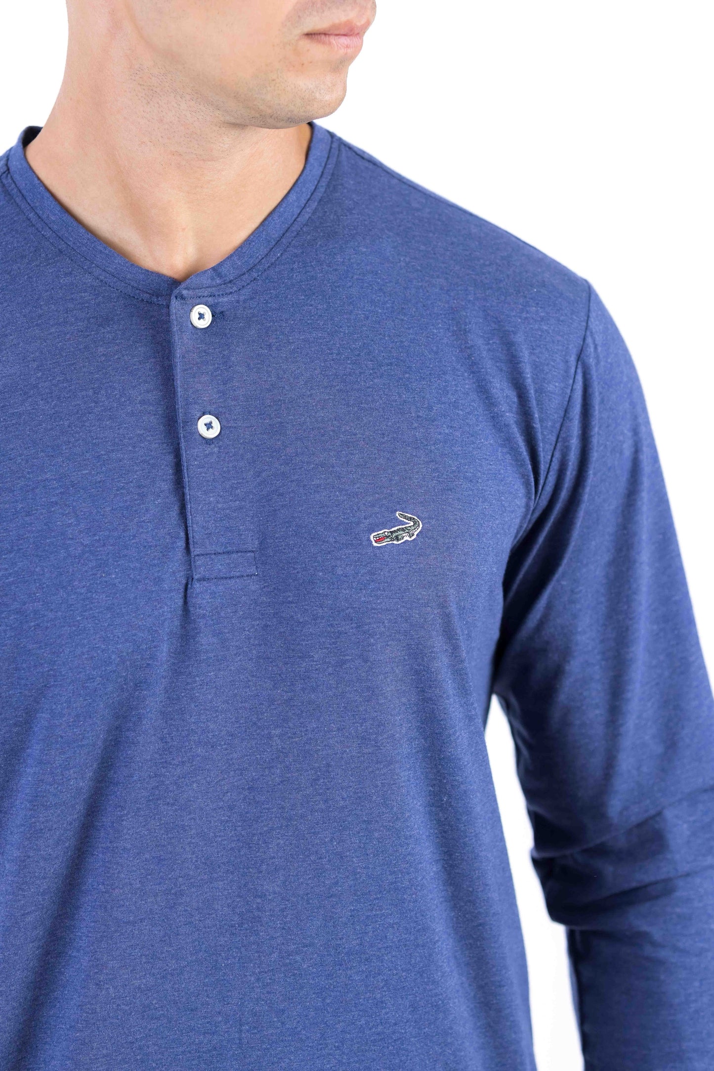 Crocodile Plain Henley Slim Fit Tee - Royal