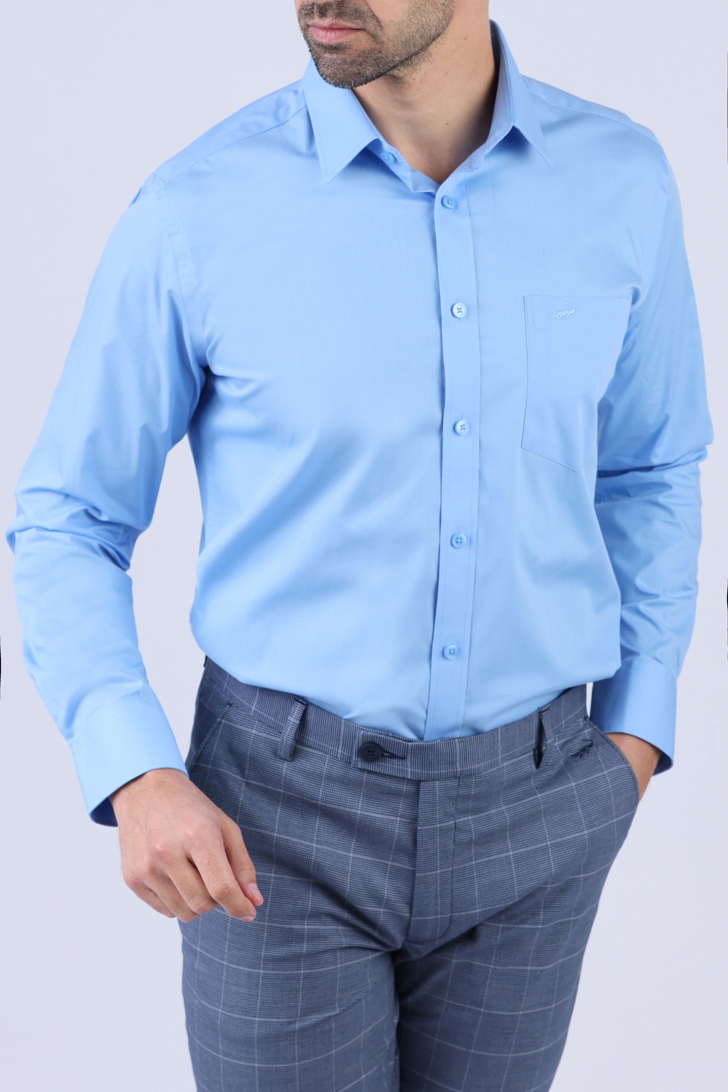 Crocodile Men Formal Seasonal Slim Fit F/S Shirts - Blue