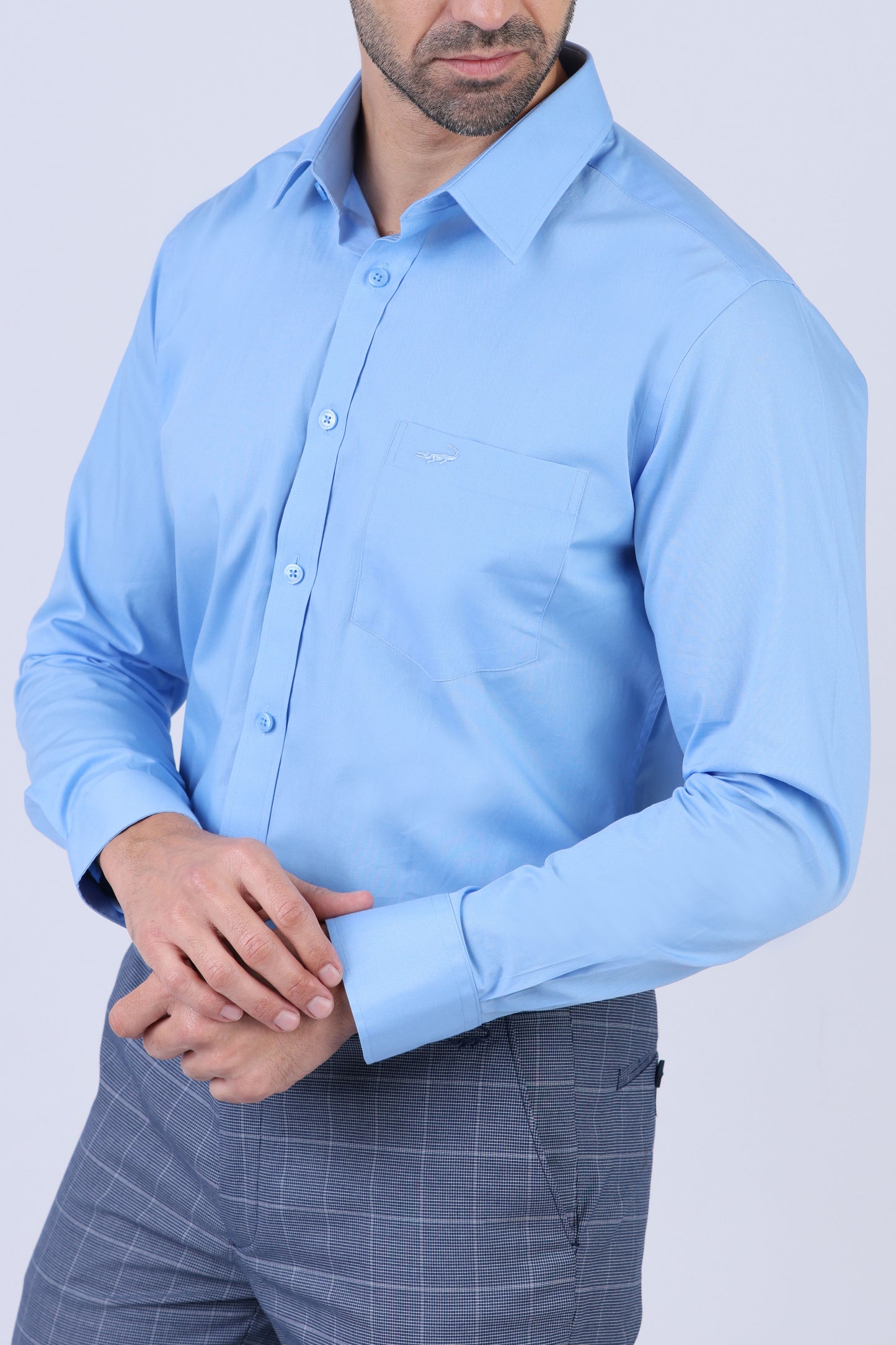 Crocodile Men Formal Seasonal Slim Fit F/S Shirts - Blue