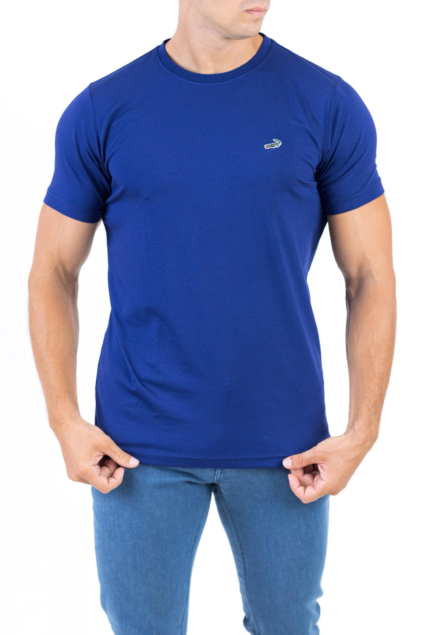 Crocodile Crew Neck Single Jersey Action Fit - Blue Depths