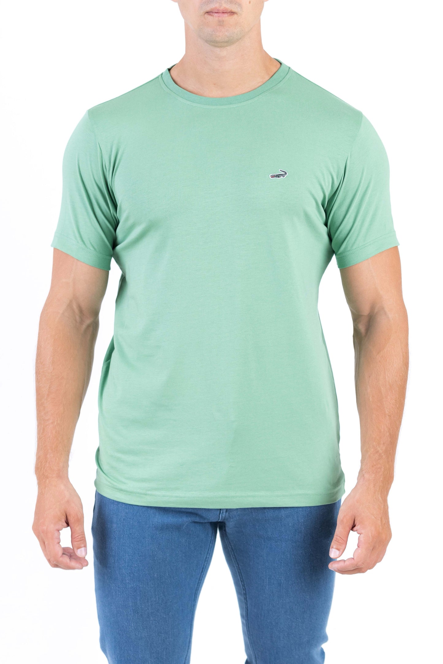 Crocodile Crew Neck Single Jersey Action Fit - Light Green