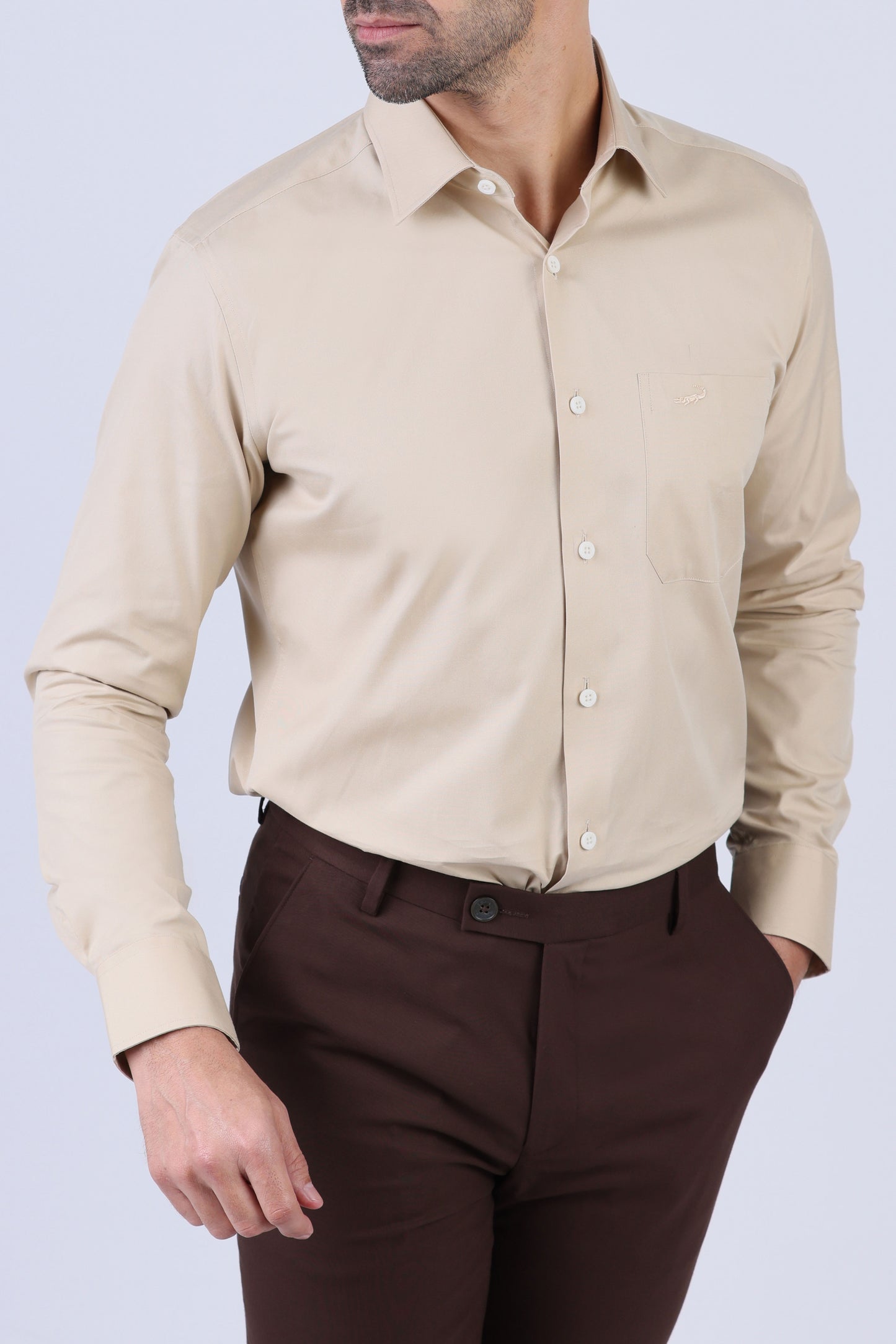 Crocodile Slim Fit Semi Casual Shirt - Wheat