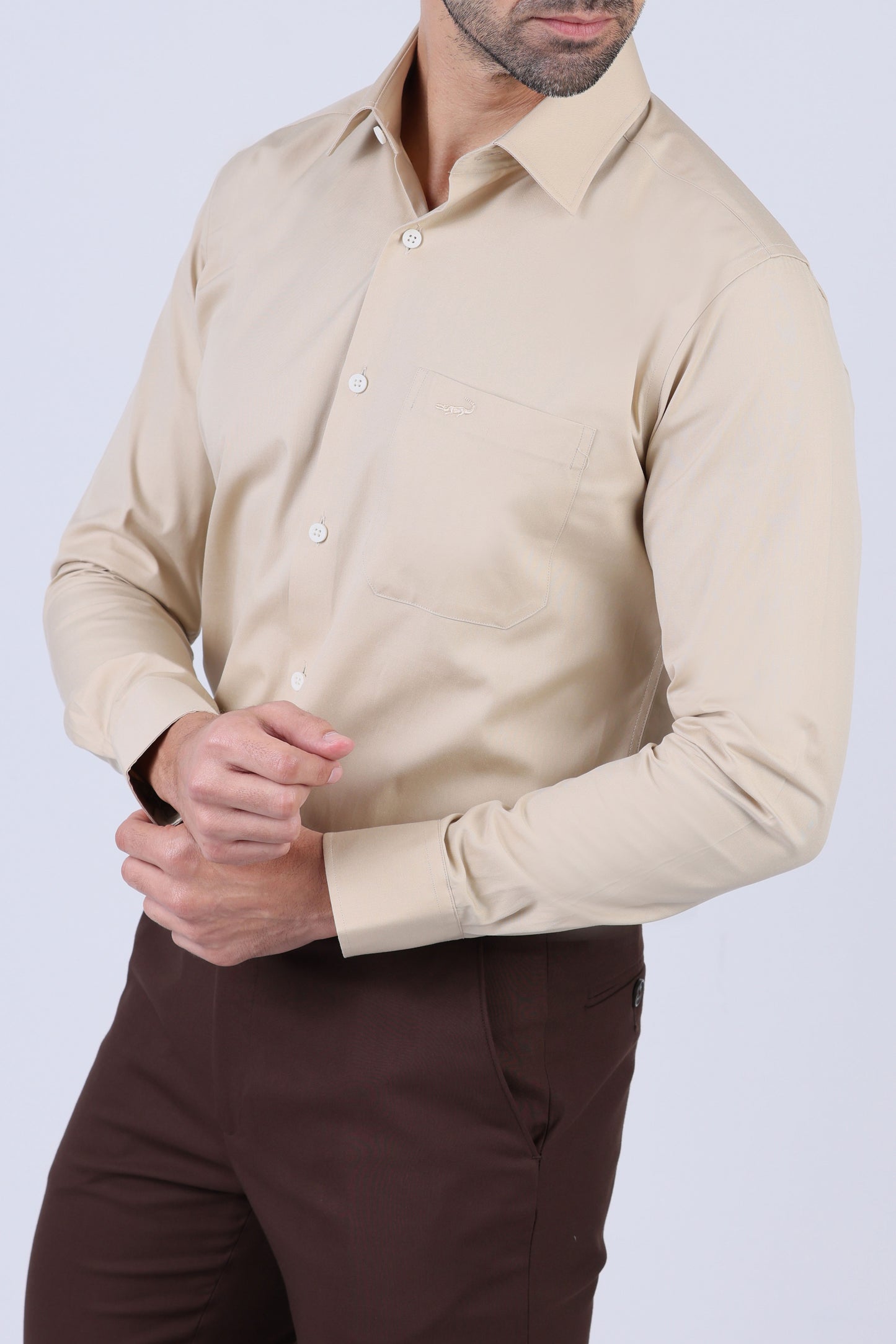 Crocodile Slim Fit Semi Casual Shirt - Wheat
