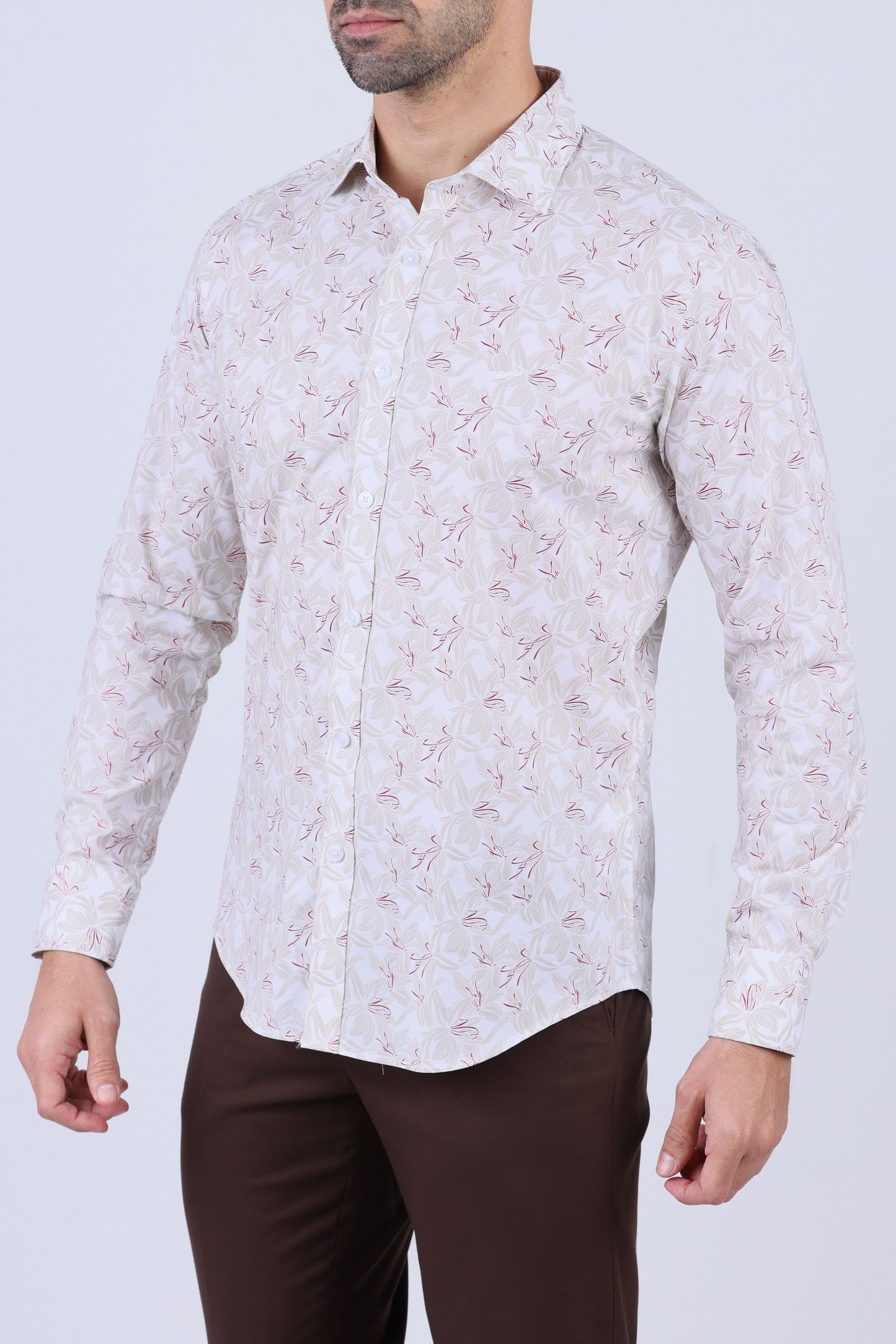 Crocodile Men Evening Slim Fit Shirts - Cream