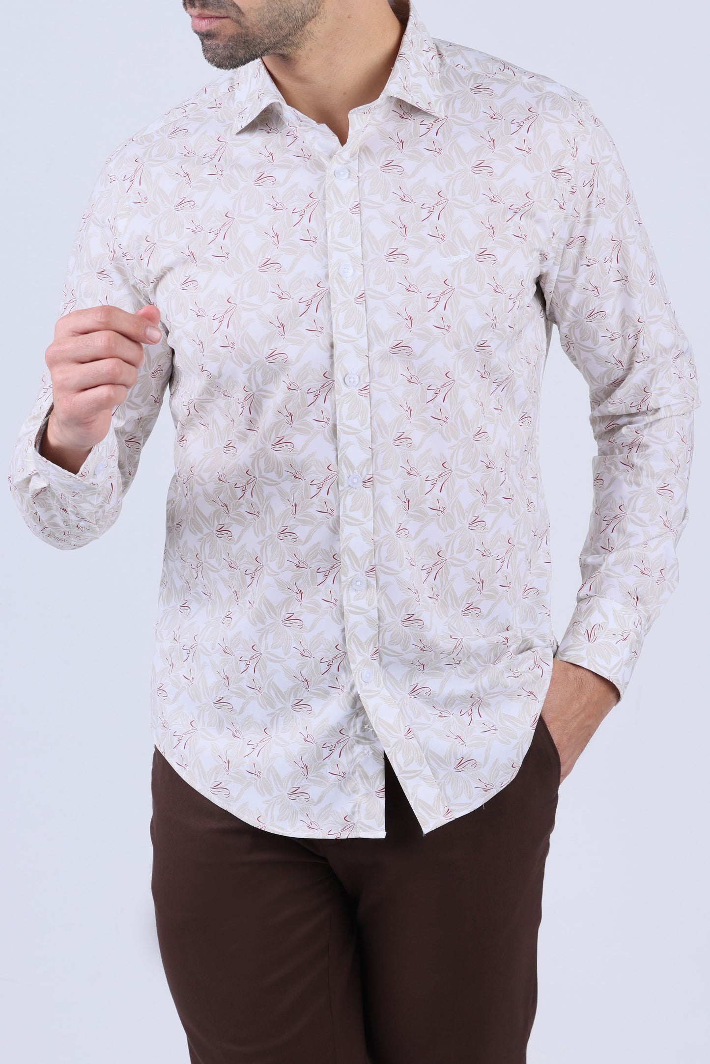 Crocodile Men Evening Slim Fit Shirts - Cream