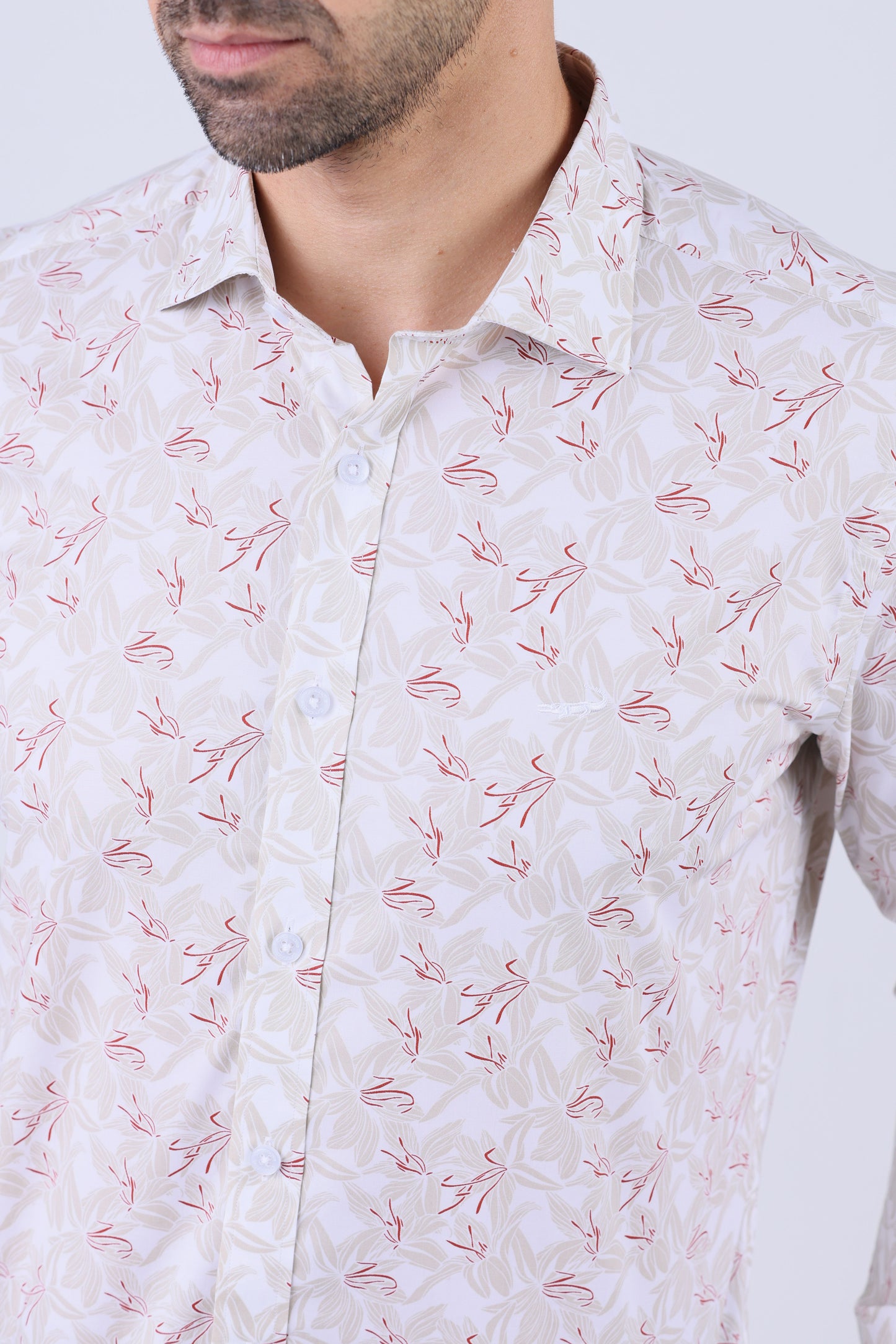 Crocodile Men Evening Slim Fit Shirts - Cream