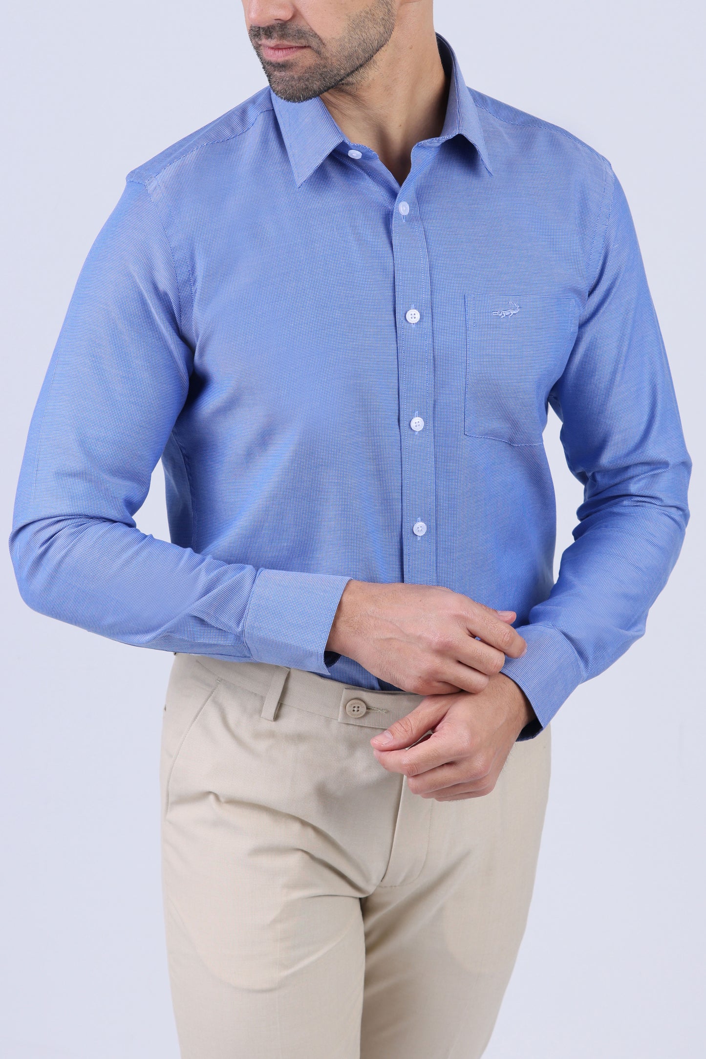 Crocodile Men Semi Casual Slim Fit Shirt - Victoria Blue