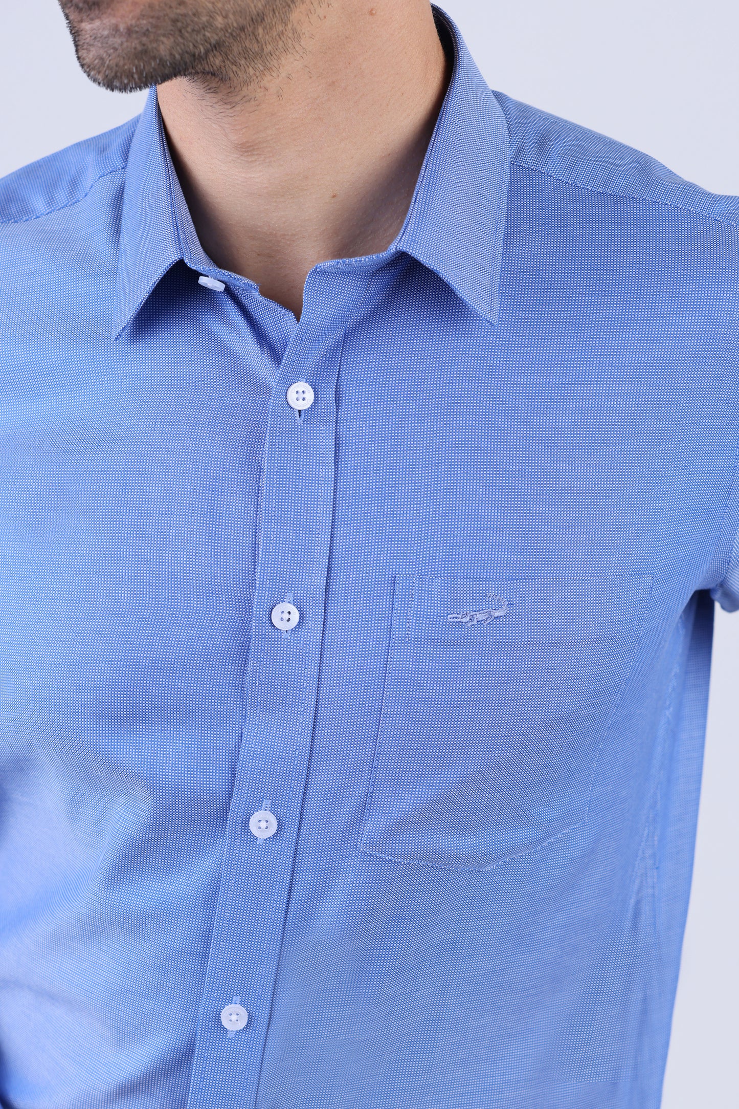 Crocodile Men Semi Casual Slim Fit Shirt - Victoria Blue