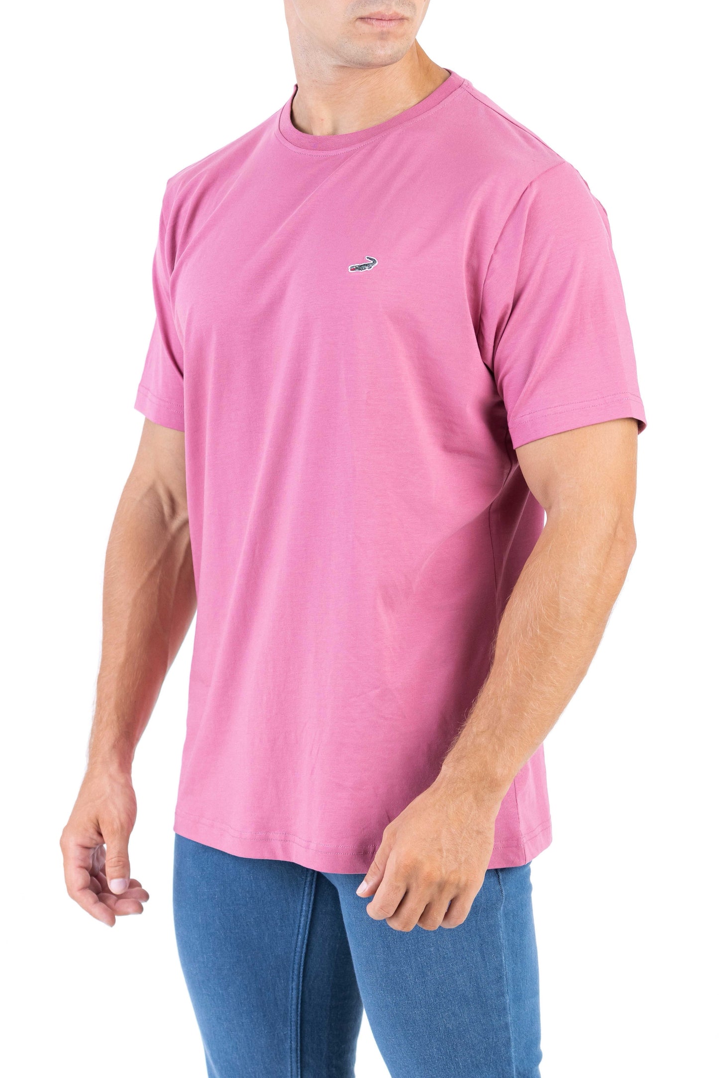 Crocodile Crew Neck Single Jersey Regular Fit - Rose Pink