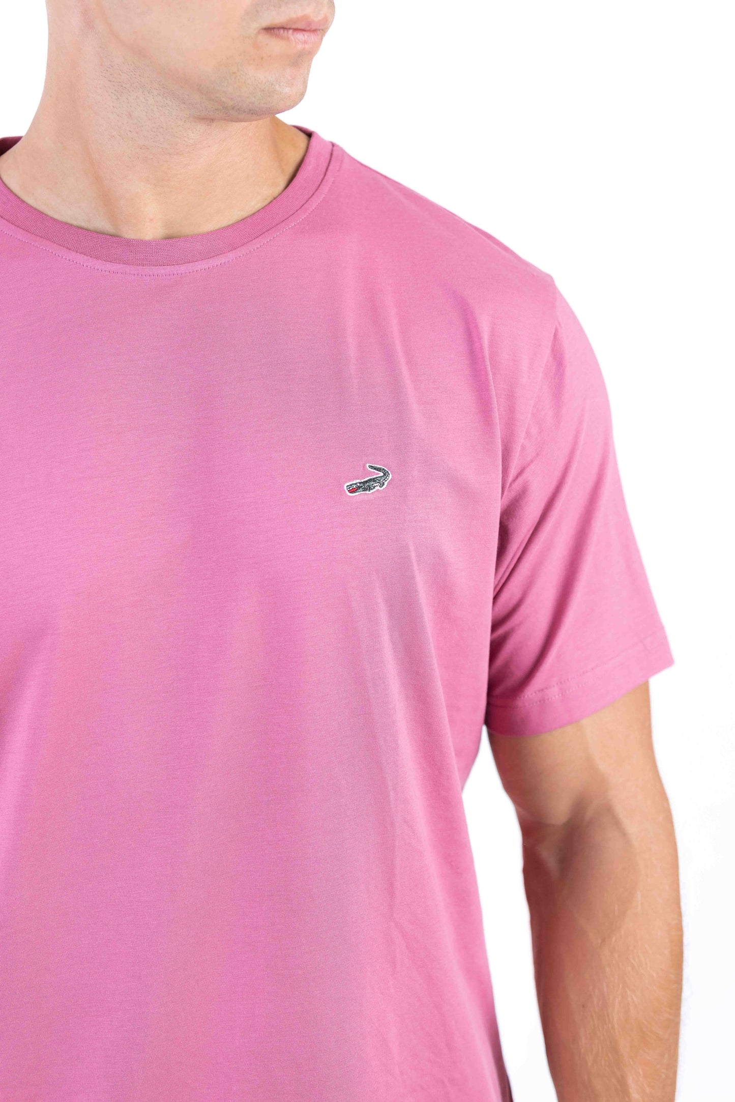 Crocodile Crew Neck Single Jersey Regular Fit - Rose Pink