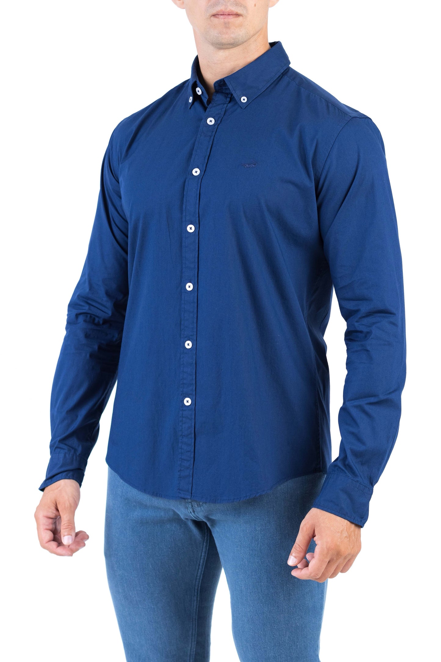 Crocodile Semi Casual Plain Slim Fit Shirt - Blue Estate