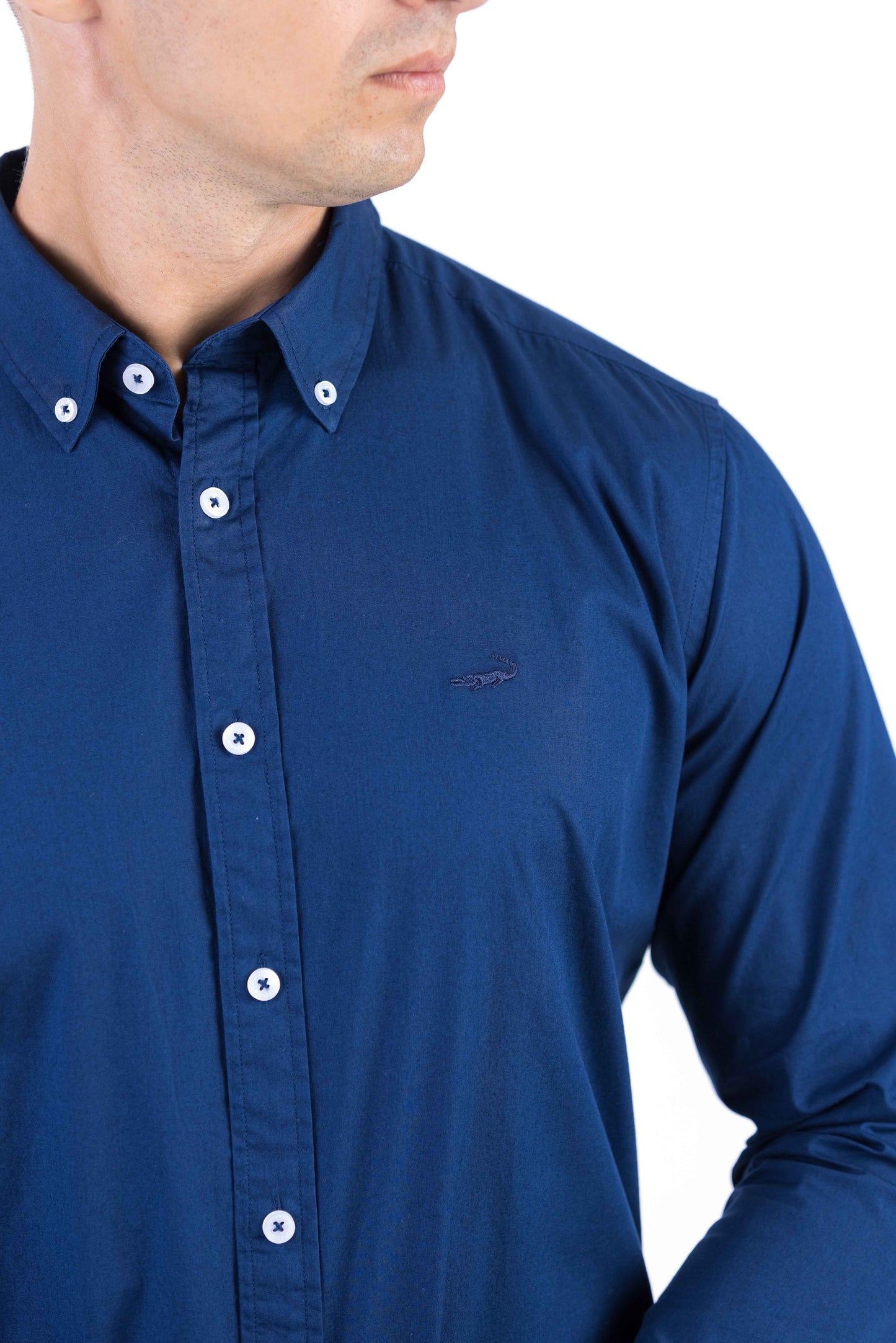 Crocodile Semi Casual Plain Slim Fit Shirt - Blue Estate