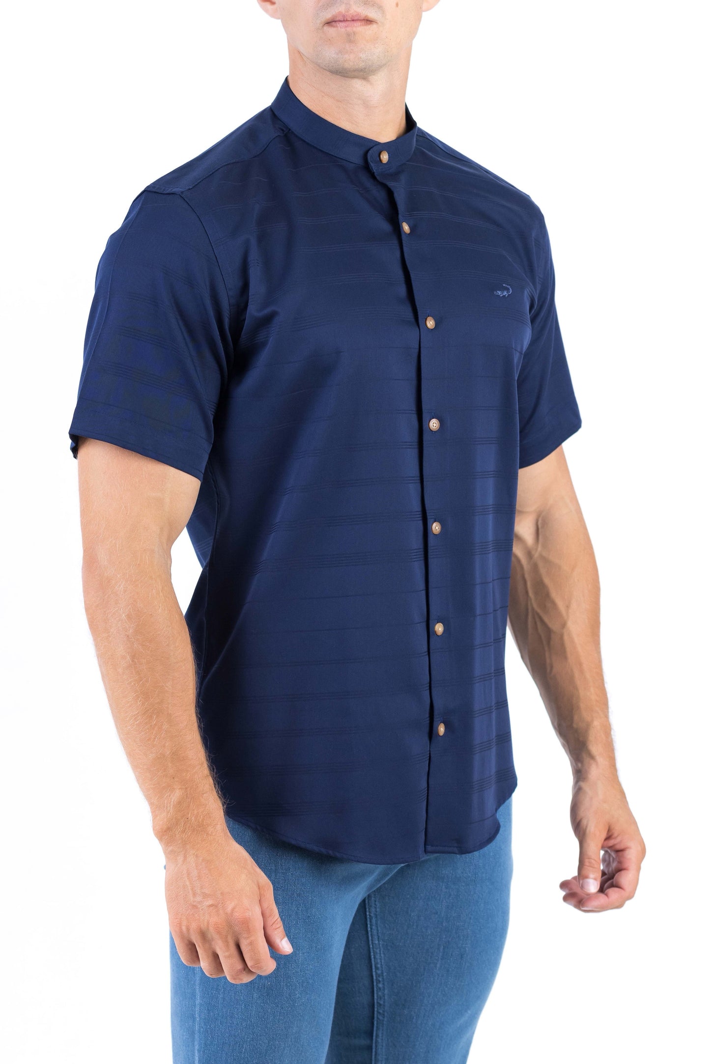 Crocodile Semi Casual Plain Slim Fit Shirt - Blue Depths