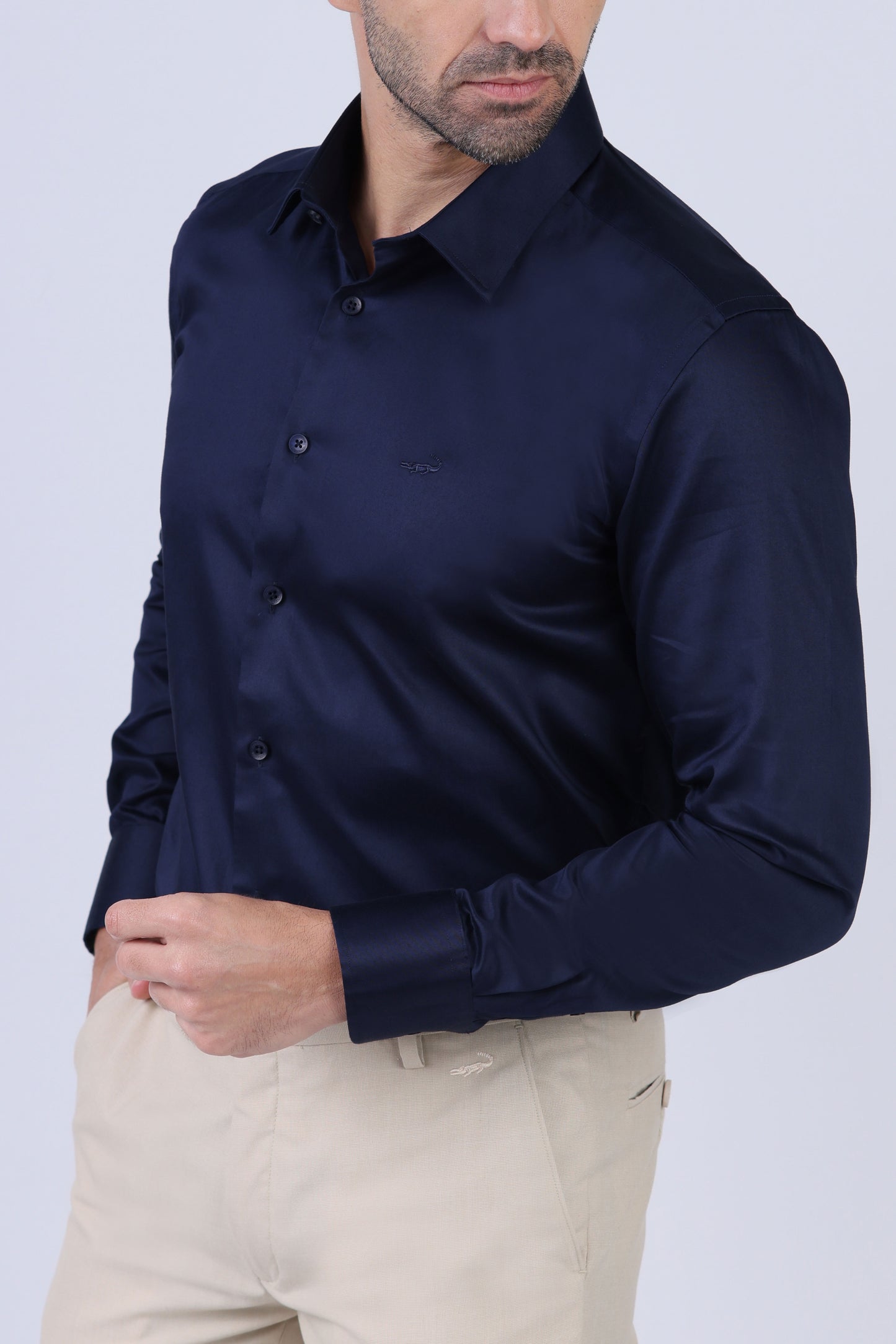 Crocodile Men Evening Slim Fit Shirts - Navy