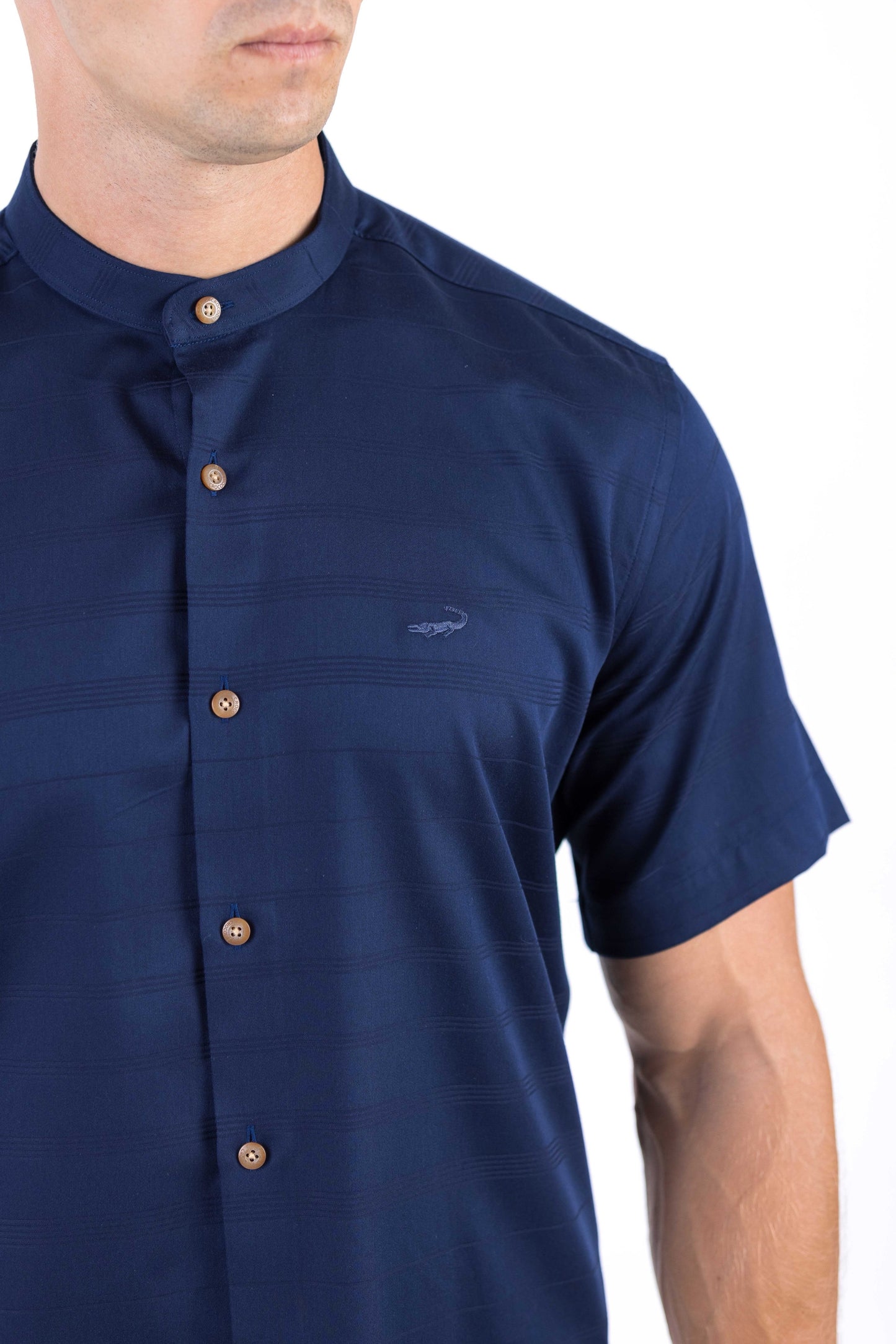 Crocodile Semi Casual Plain Slim Fit Shirt - Blue Depths