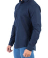Crocodile Plain Linen  Slim Fit Shirt - Navy