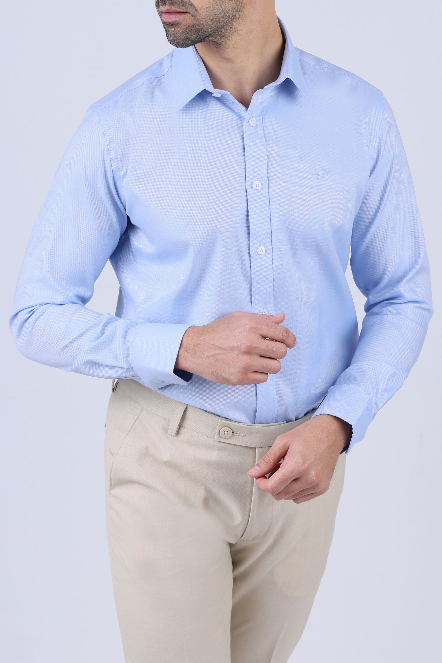 Crocodile Men Formal Seasonal Slim Fit Shirts - Blue Cashmere