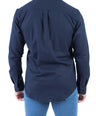 Crocodile Plain Linen  Slim Fit Shirt - Navy