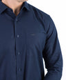 Crocodile Plain Linen  Slim Fit Shirt - Navy