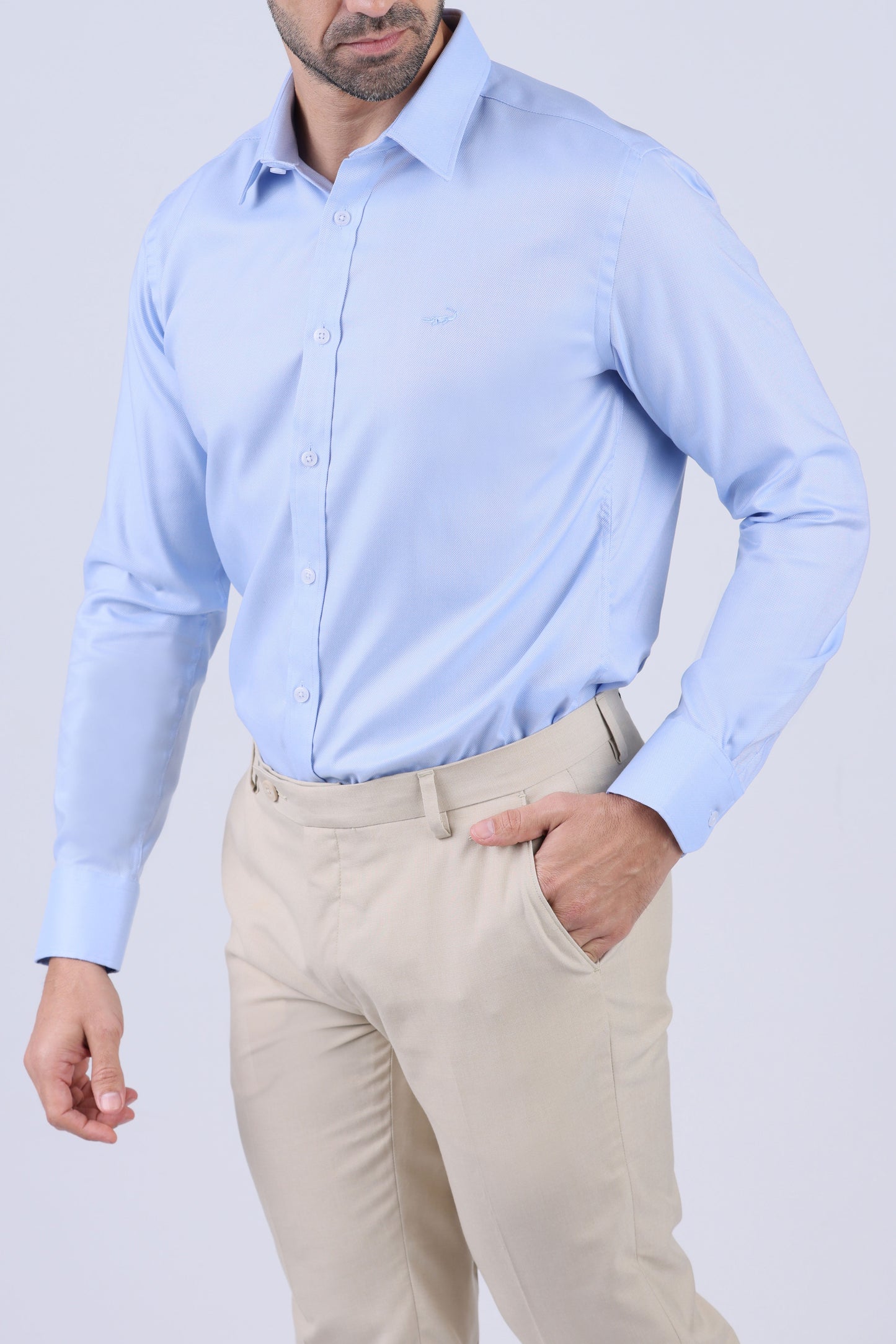 Crocodile Men Formal Seasonal Slim Fit Shirts - Blue Cashmere