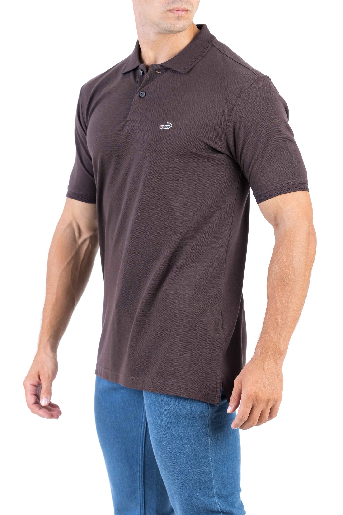 Crocodile Regular Fit Pima Polo - Coffee
