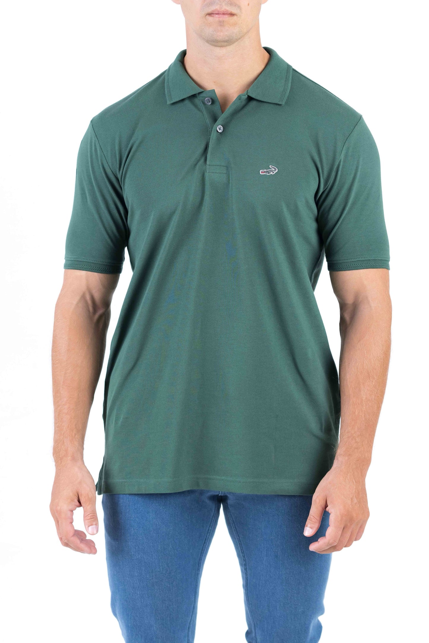 Crocodile Regular Fit Pima Polo - Green Pineneedle