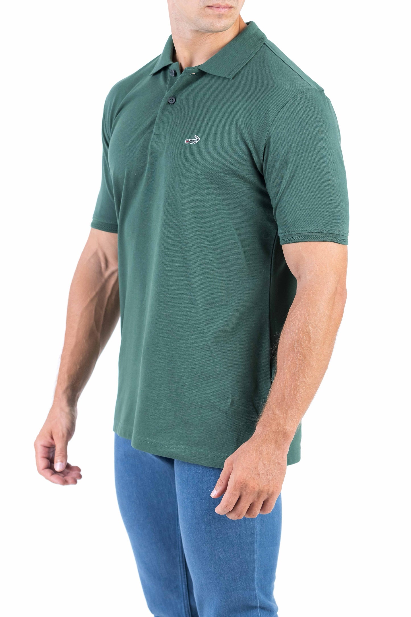 Crocodile Regular Fit Pima Polo - Green Pineneedle