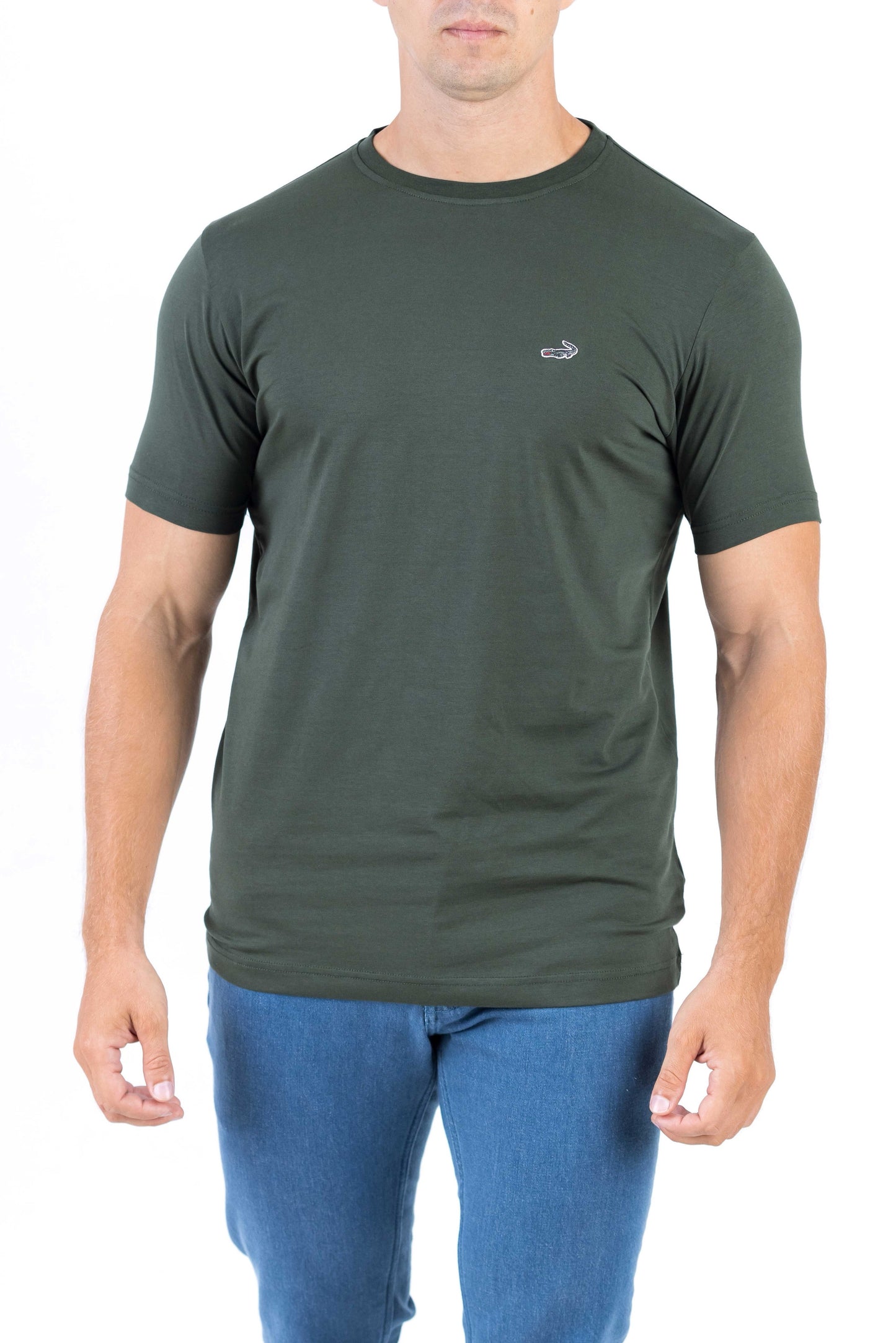 Crocodile Crew Neck Single Jersey Action Fit - Dark Grey