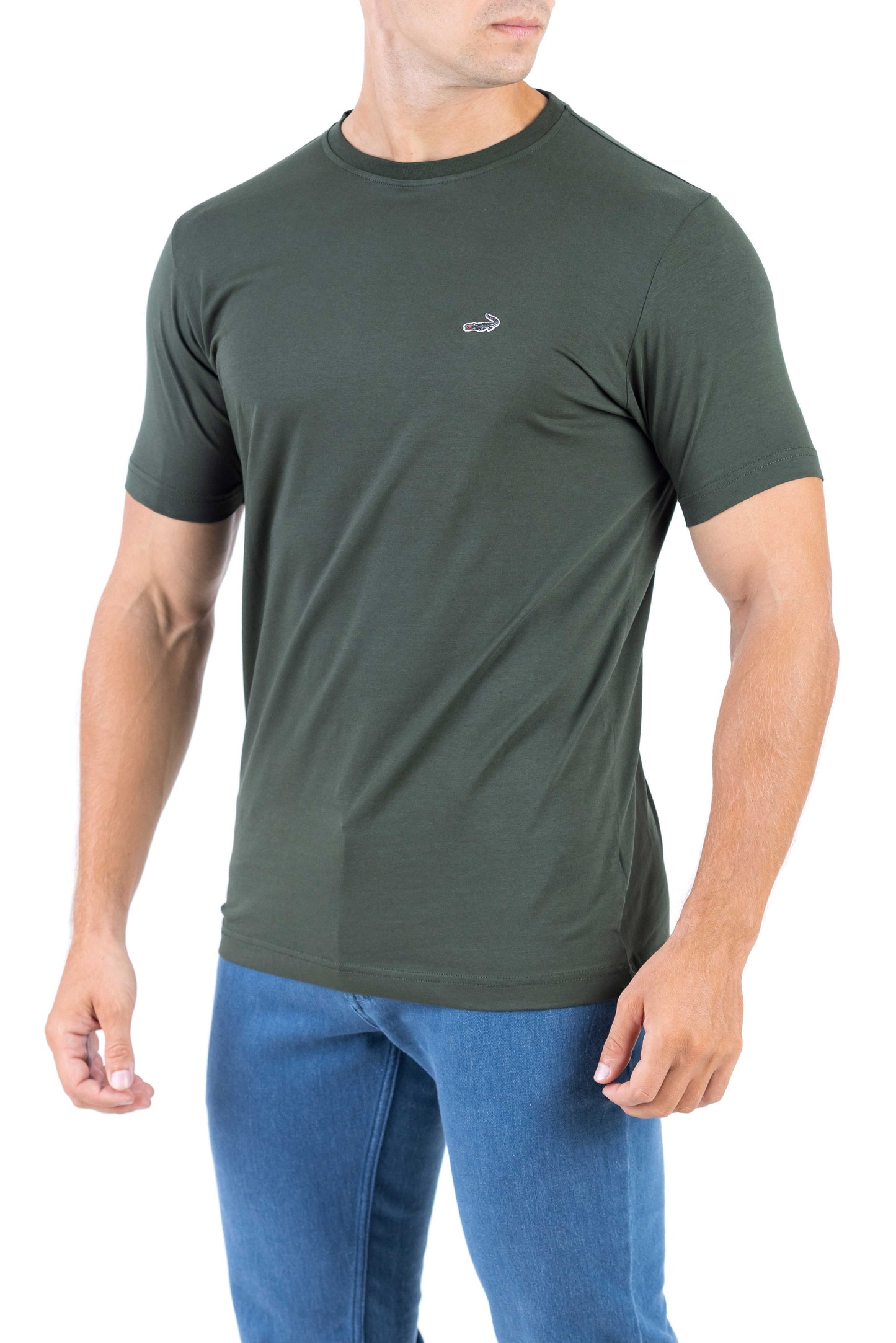 Crocodile Crew Neck Single Jersey Action Fit - Dark Grey