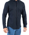 Crocodile Plain Linen  Slim Fit Shirt - Black