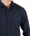 Crocodile Plain Linen  Slim Fit Shirt - Black