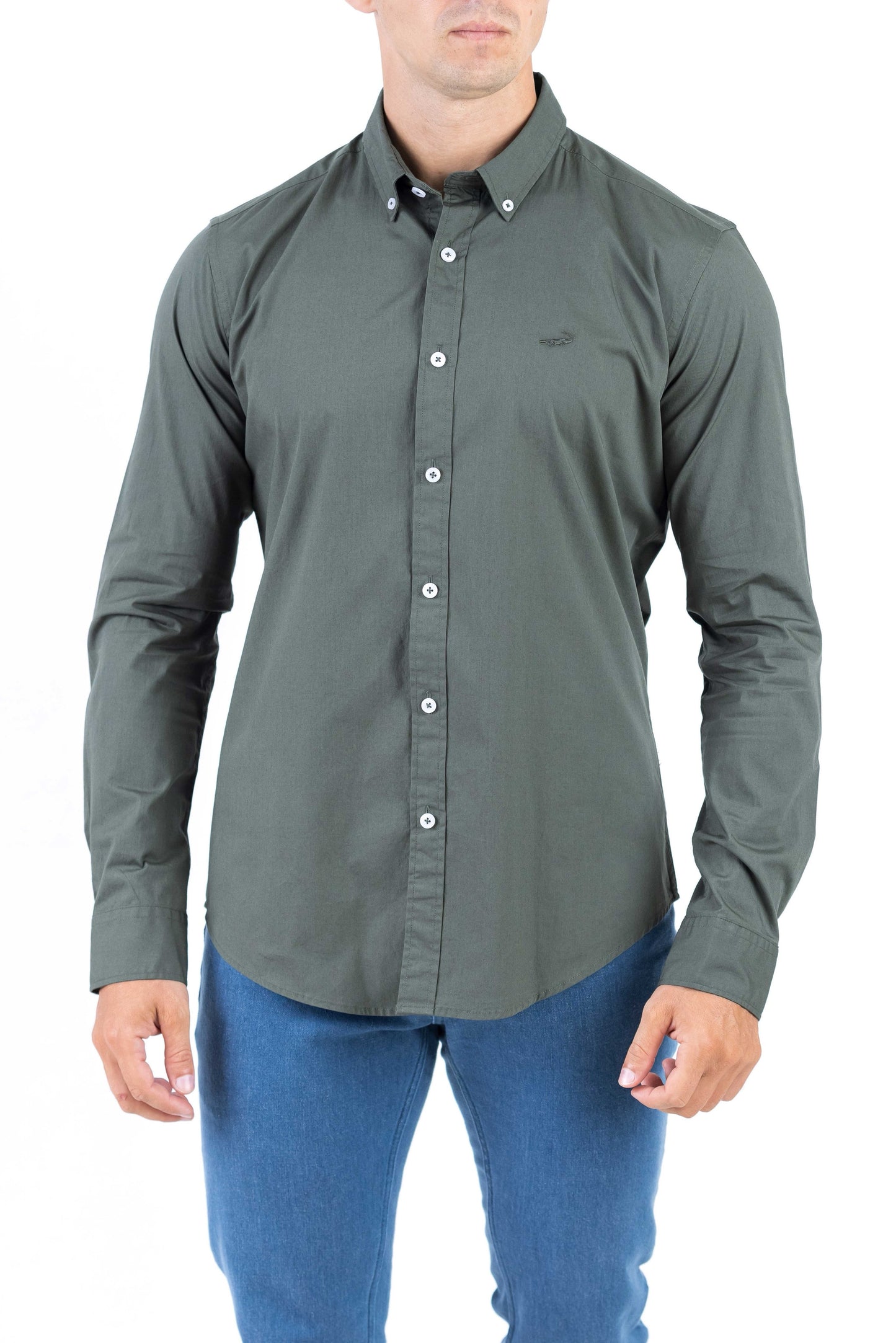 Crocodile Semi Casual Plain Slim Fit Shirt - Posy Green